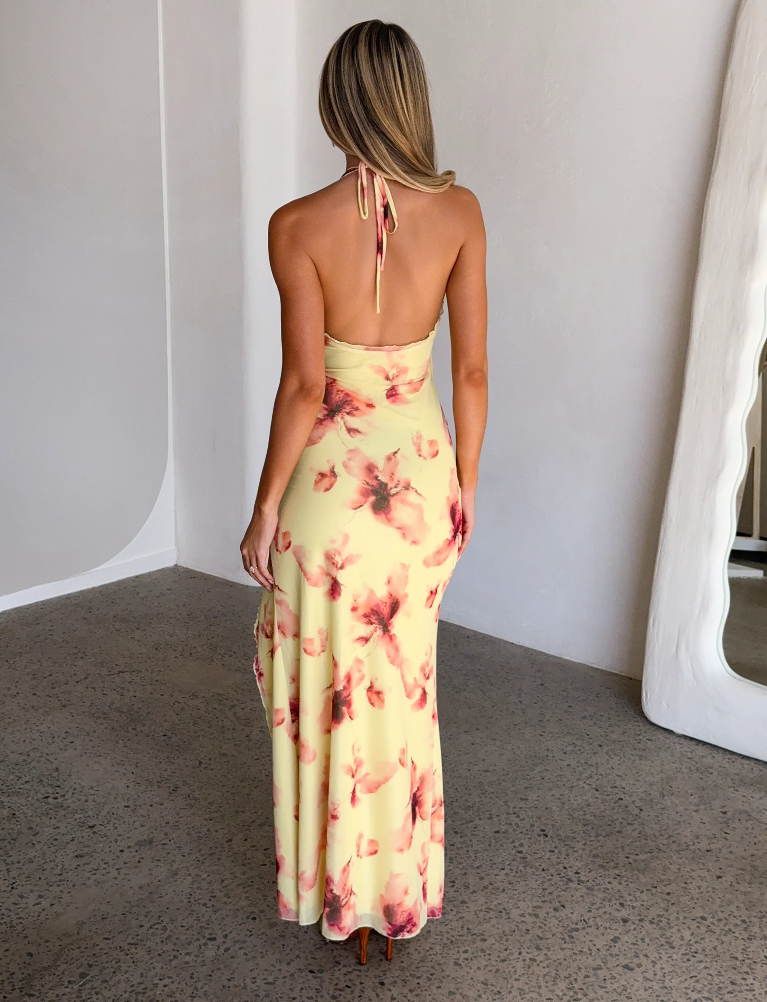 ALLEGRA MAXI DRESS - YELLOW WATERCOLOUR FLORAL - Image 3
