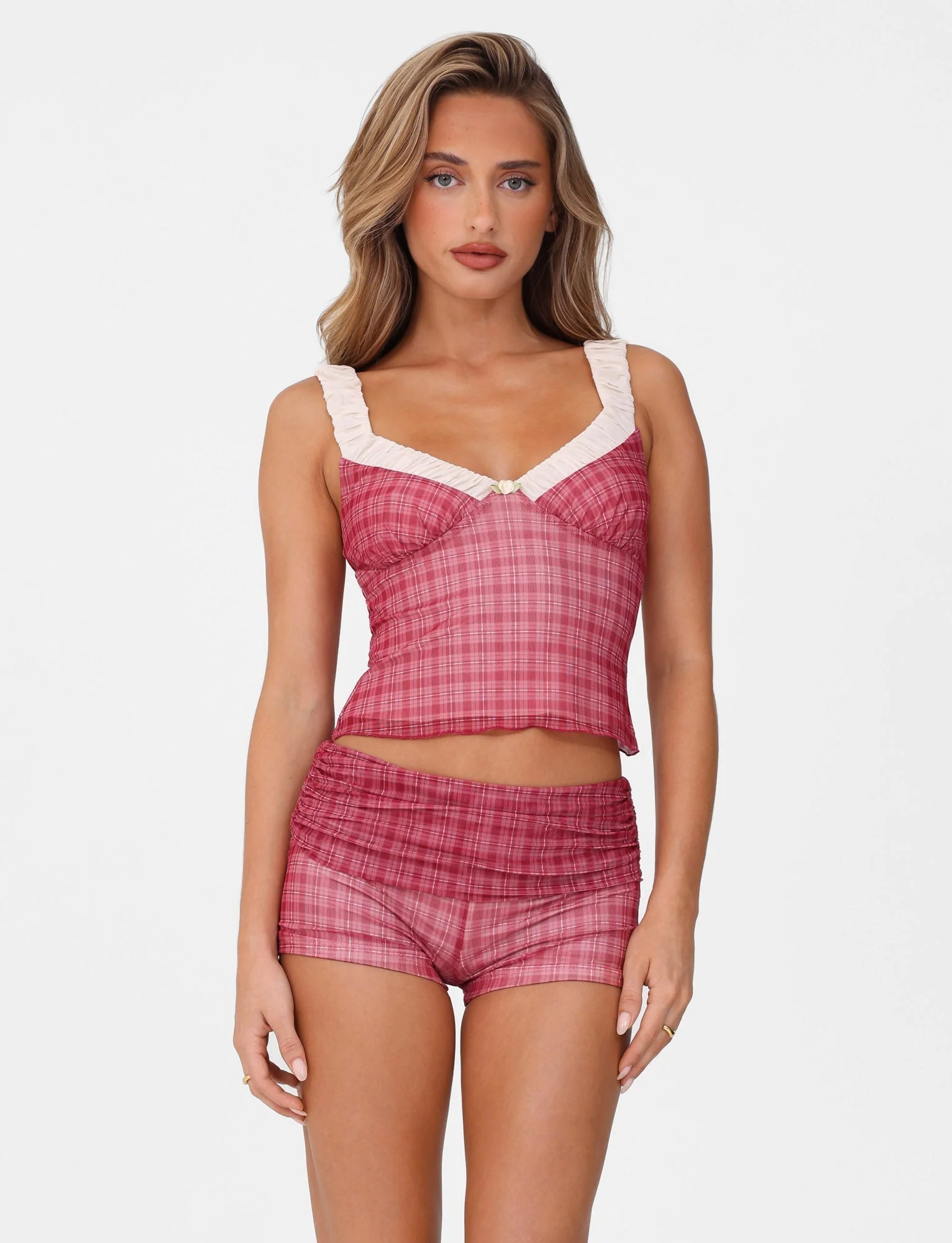 AMARAN SHORT - RED : RED CHECK - Image 3