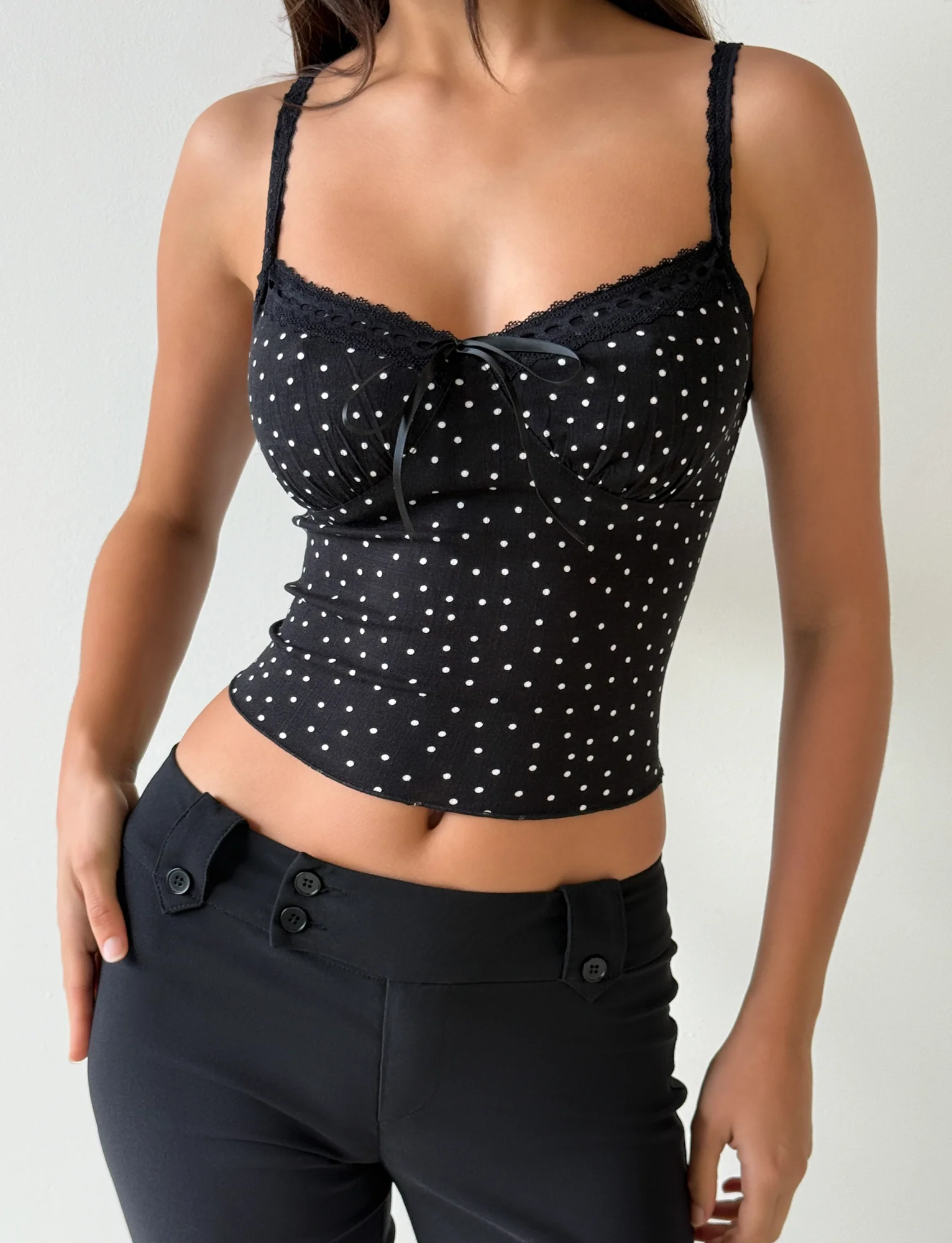 BAILEE CAMI TOP - BLACK POLKA - Image 2