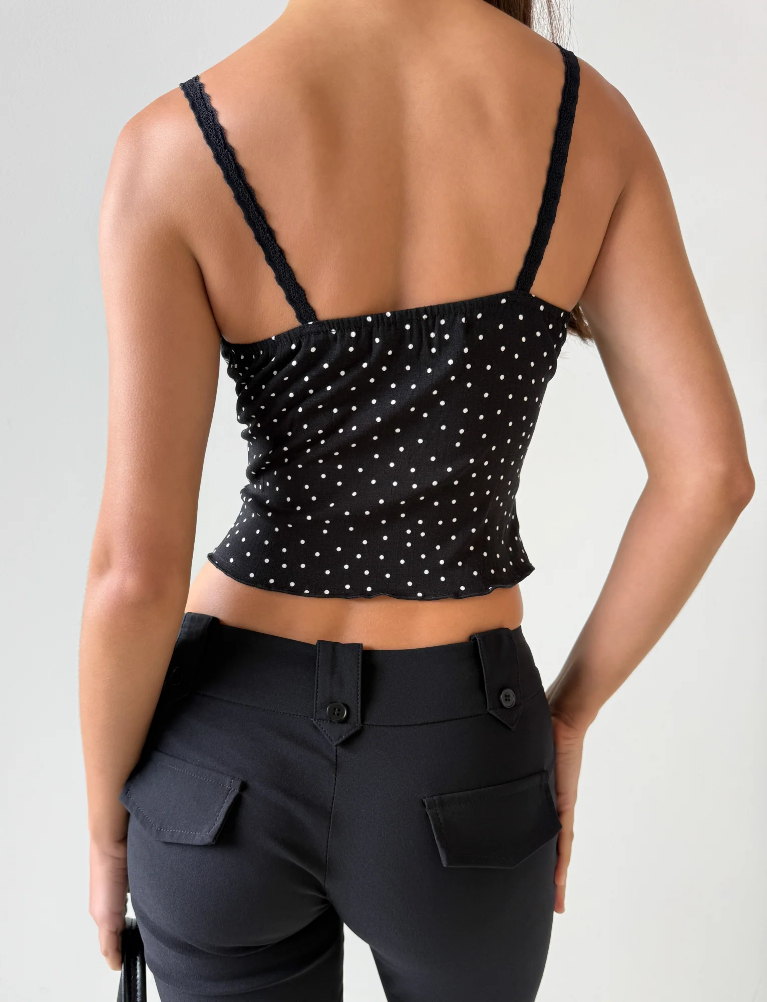 BAILEE CAMI TOP - BLACK POLKA - Image 3