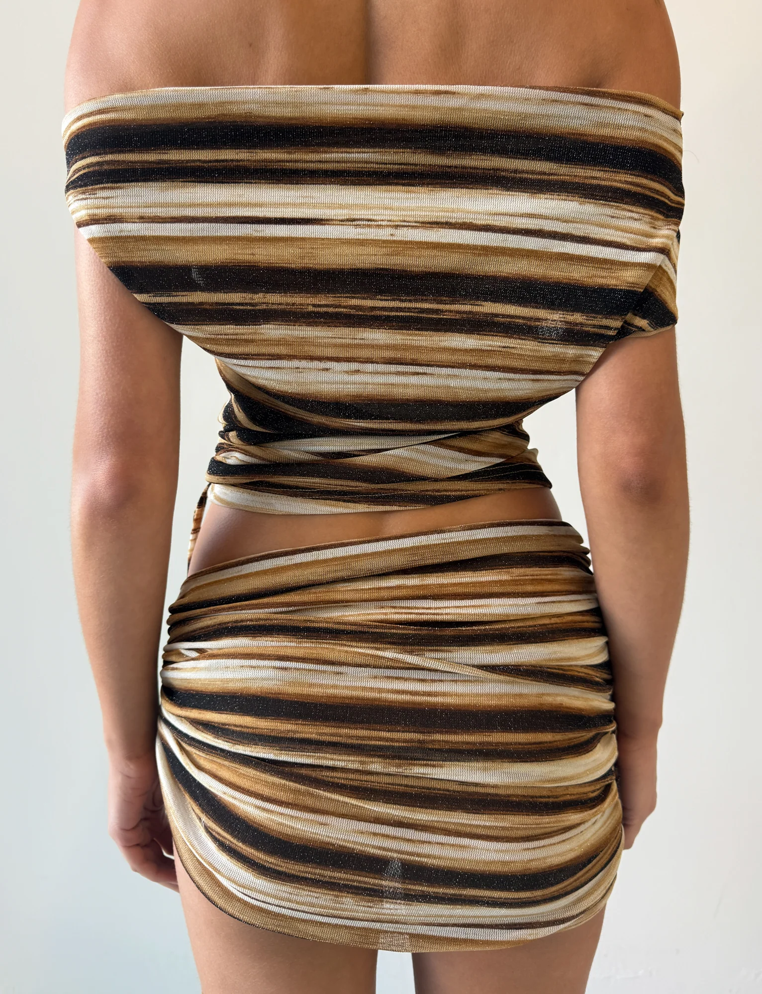 BRAELYN MINI SKIRT - BROWN STRIPE - Image 5