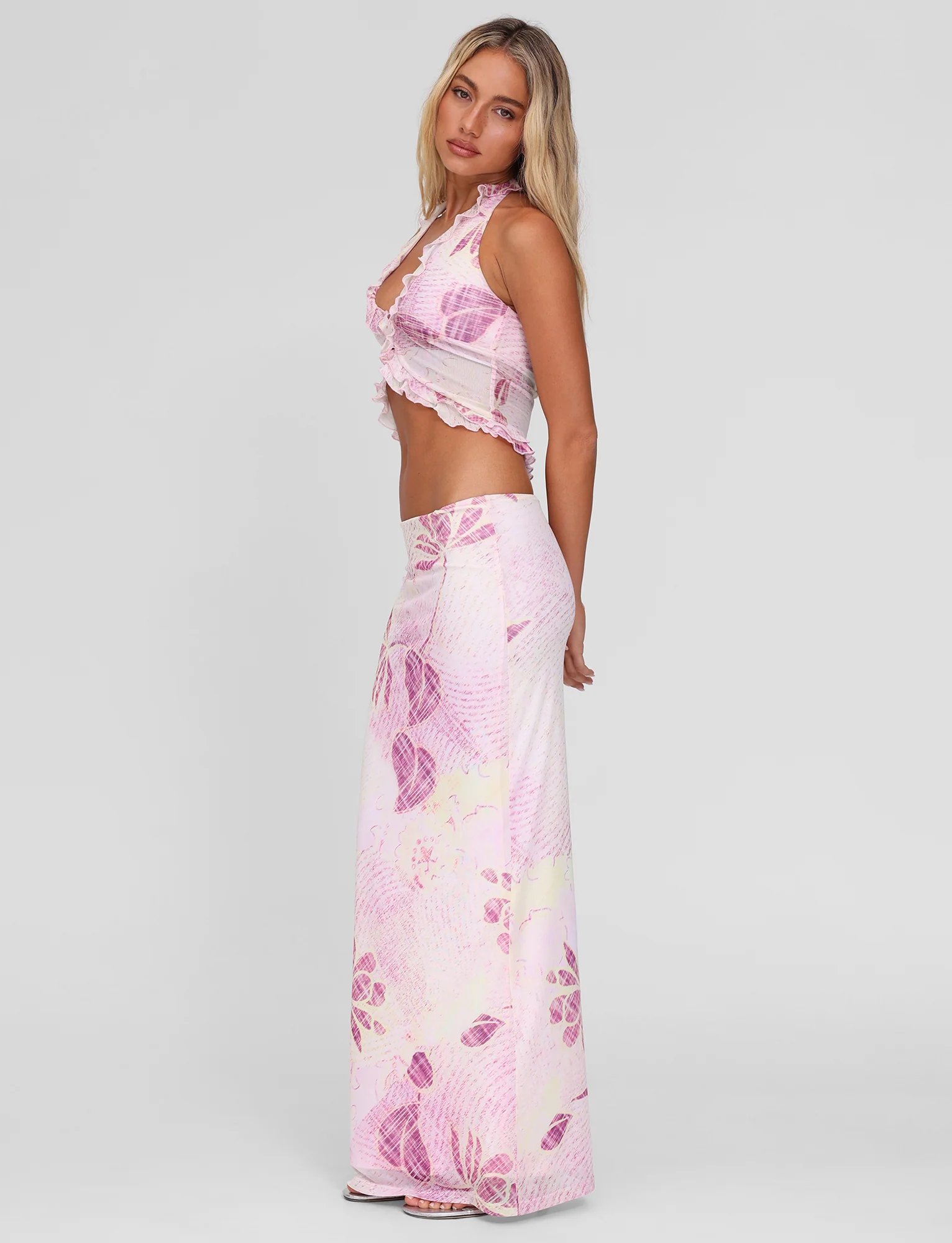 DALILA MIDI SKIRT - GRUNGE FLORAL MAGENTA - Image 4