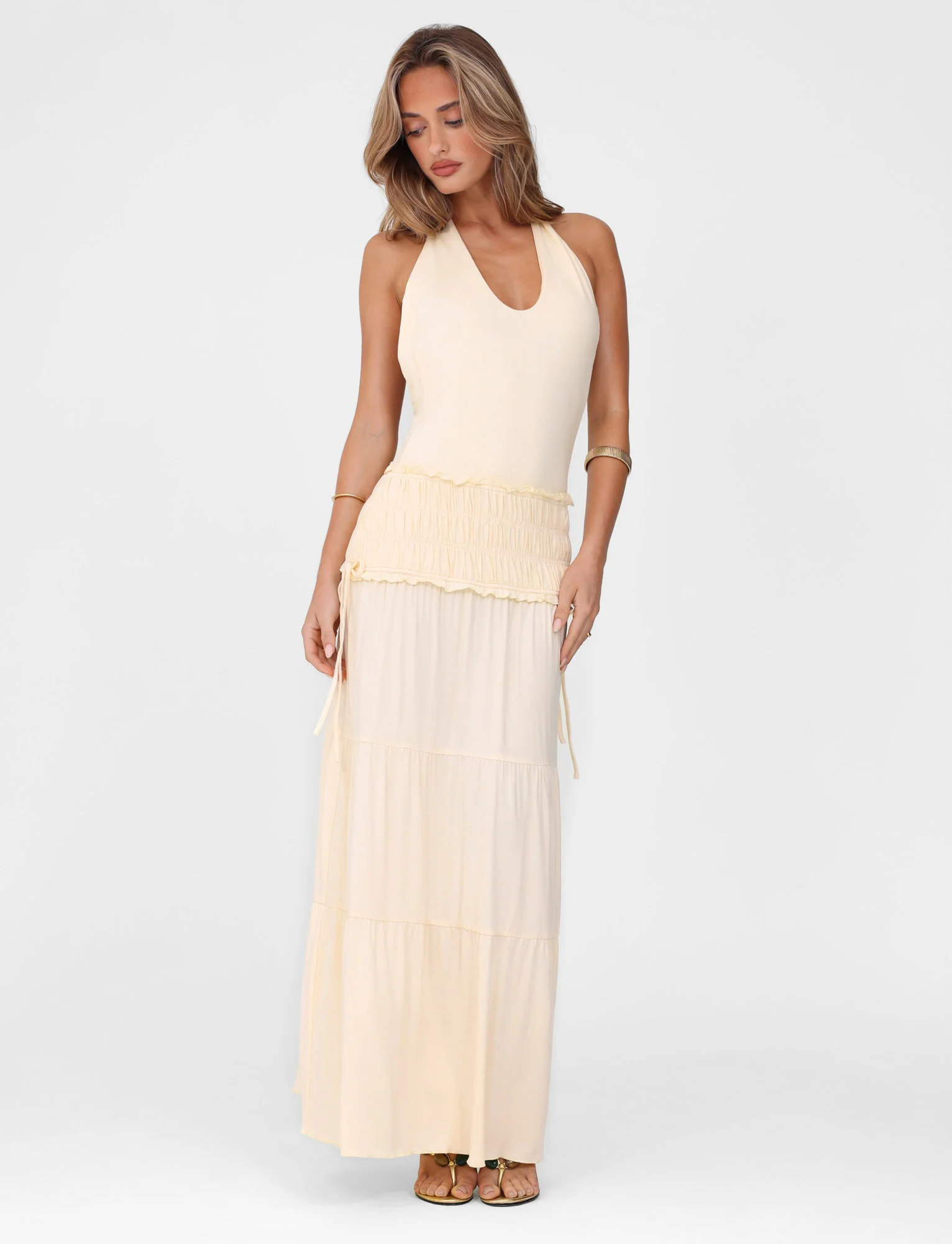 DENALI HALTER DRESS - NEUTRAL : BONE - Image 3