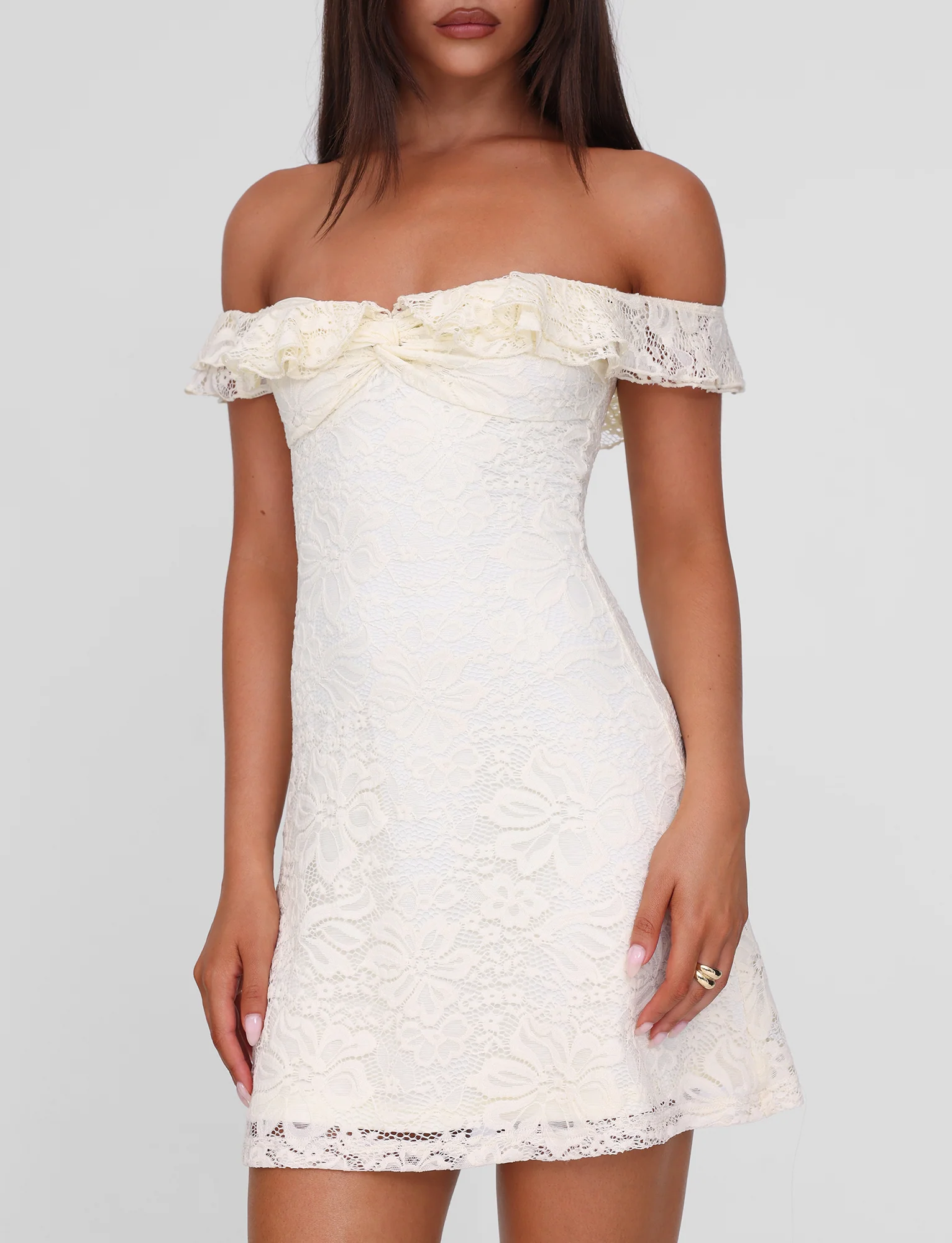 DENALI LACE MINI DRESS - CREAM LACE - Image 4