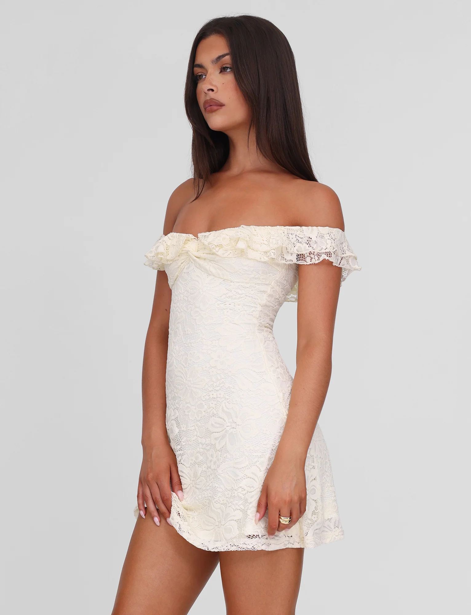 DENALI LACE MINI DRESS - CREAM LACE - Image 5