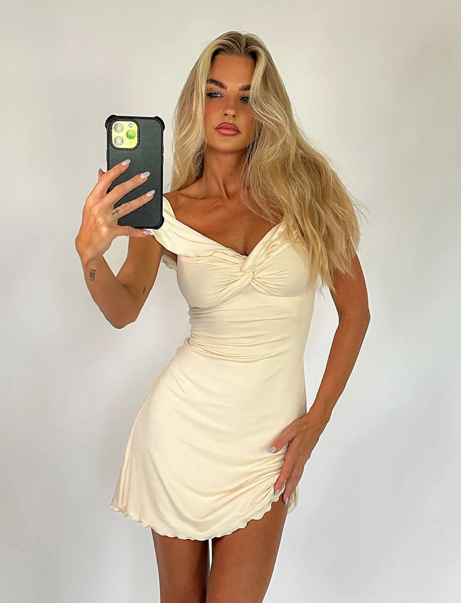 DENALI MINI DRESS - WHITE : BONE - Image 3