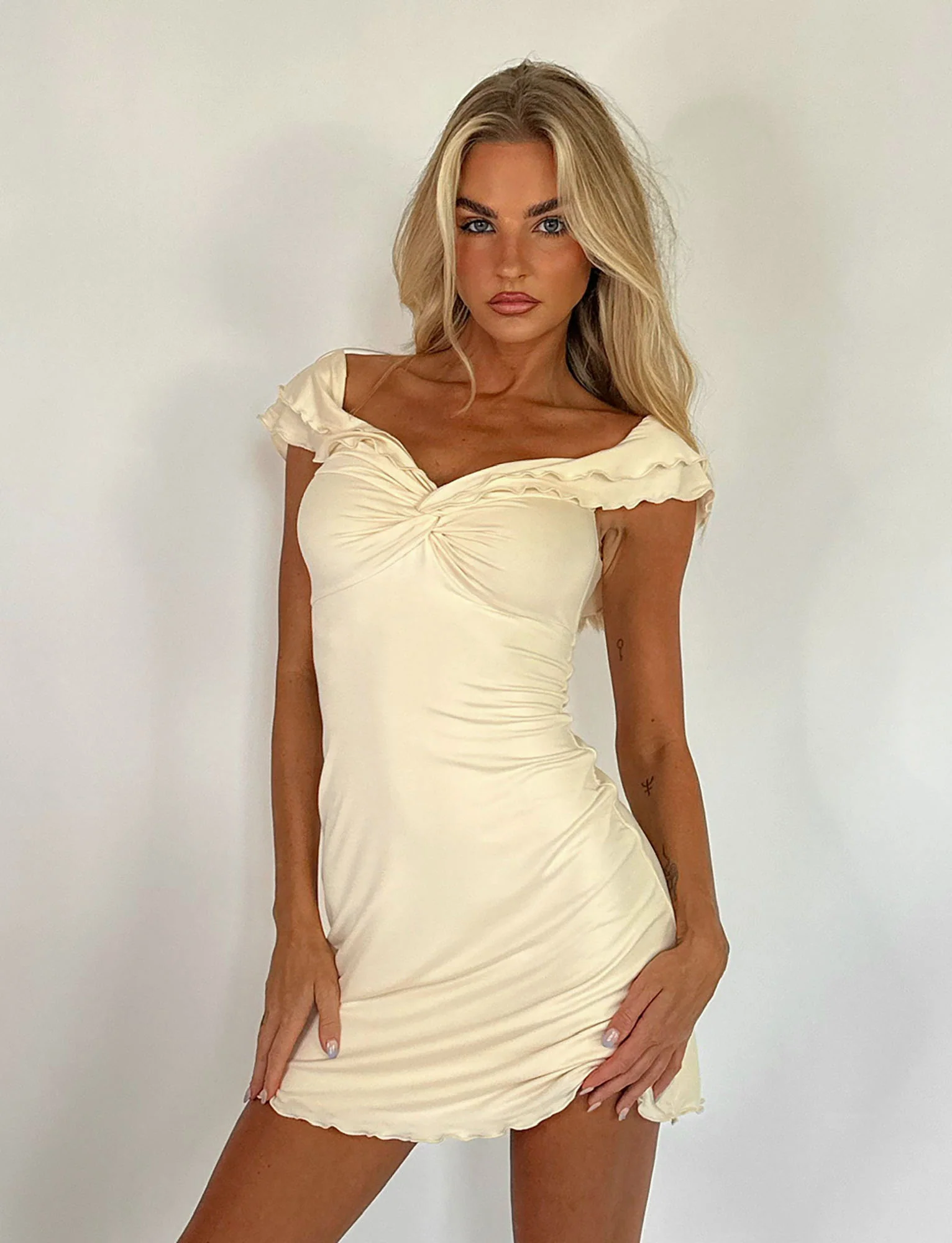 DENALI MINI DRESS - WHITE : BONE - Image 4