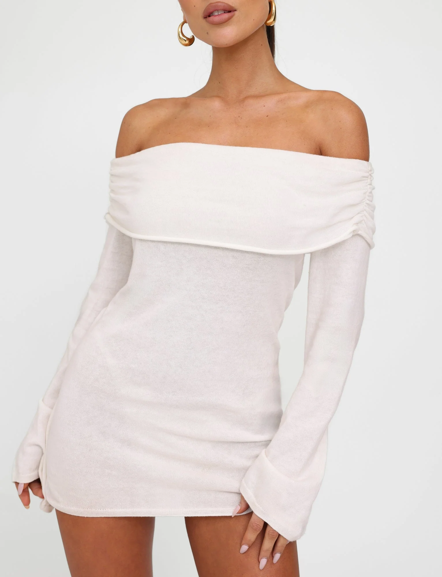 DIEDRE JUMPER DRESS - WHITE : CREAM - Image 4