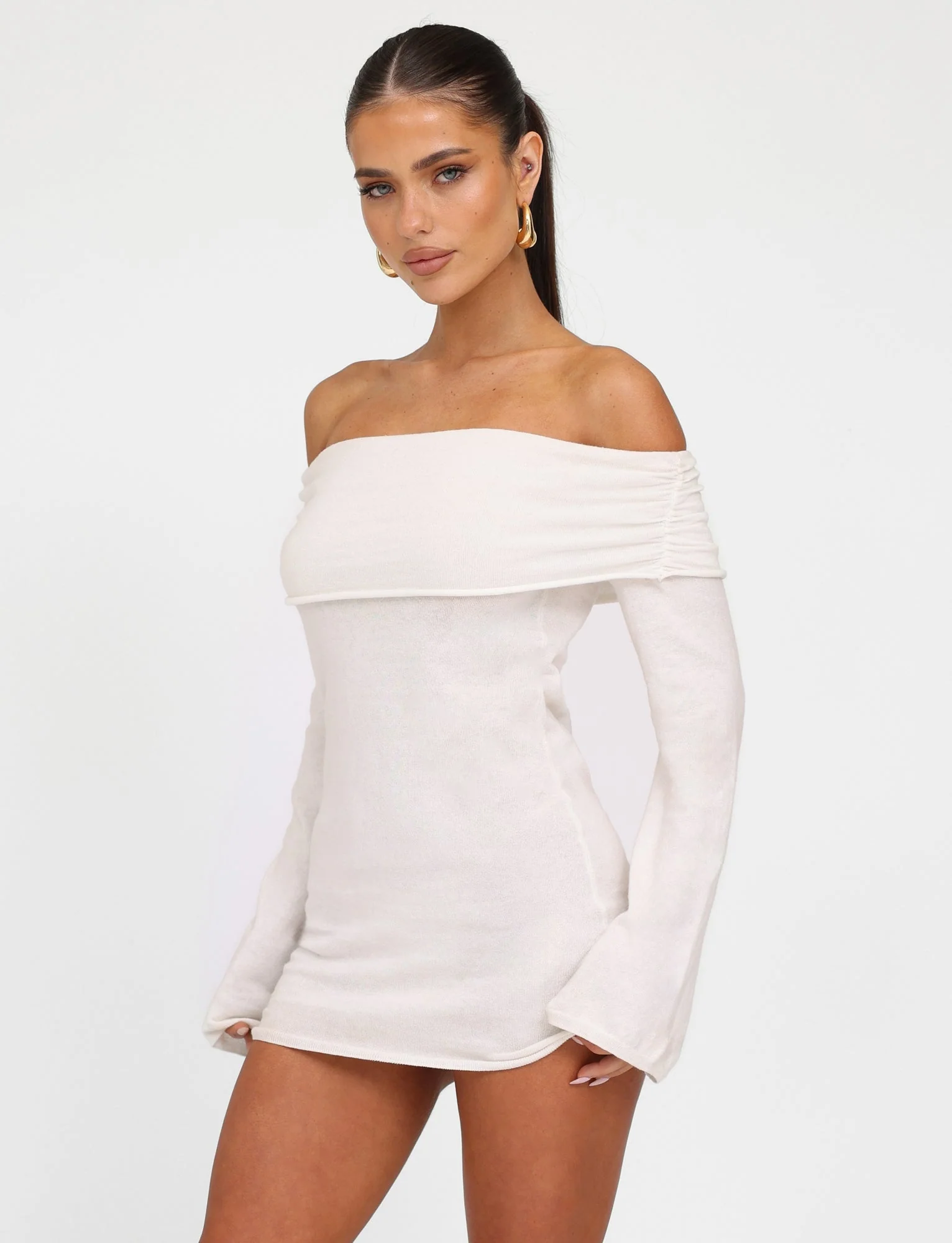 DIEDRE JUMPER DRESS - WHITE : CREAM - Image 6