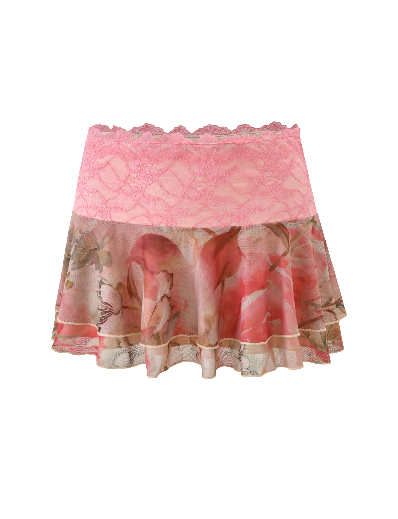 DUNE MESH MINI SKIRT - WATERCOLOUR FLORAL - Image 6