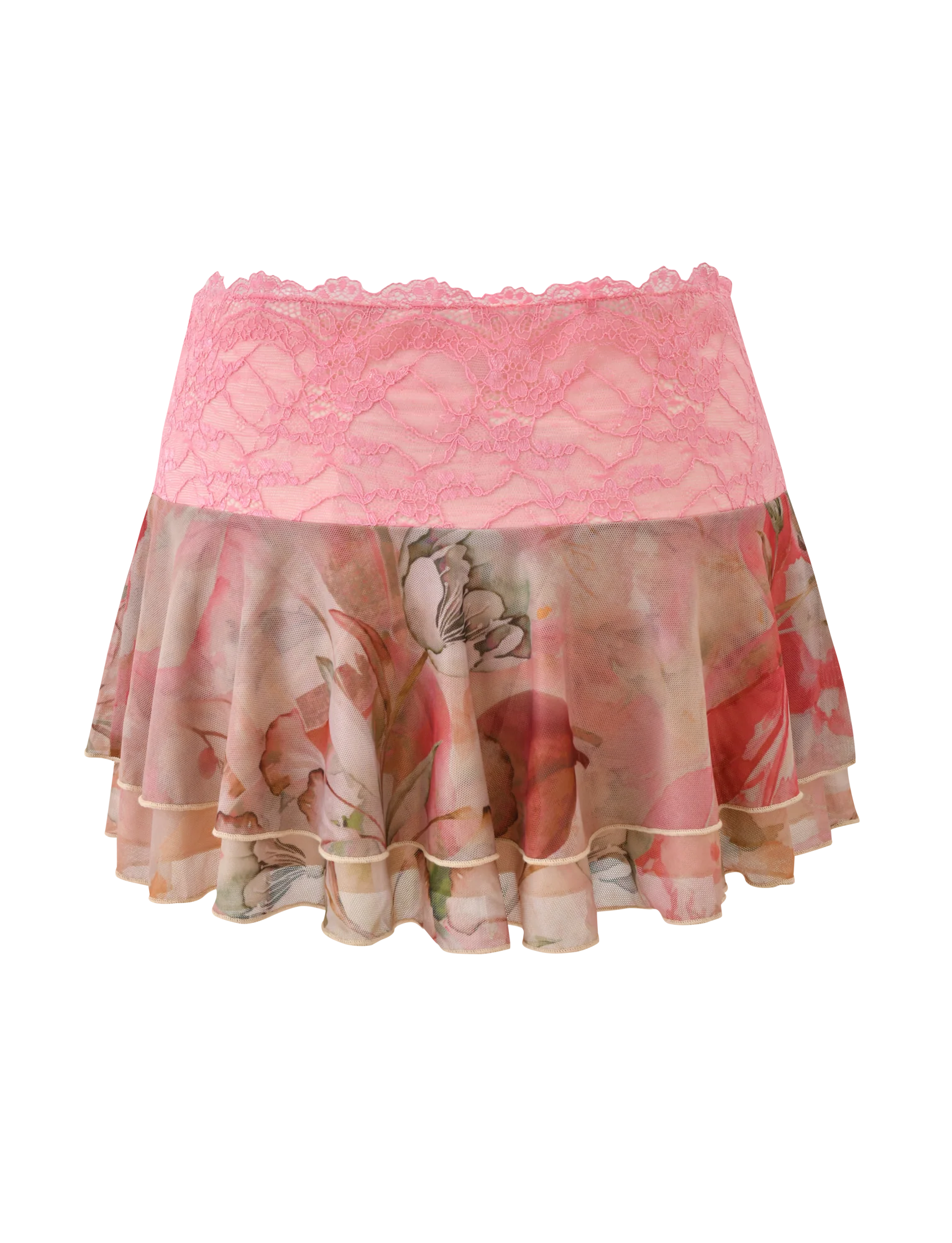 DUNE MESH MINI SKIRT - WATERCOLOUR FLORAL - Image 7