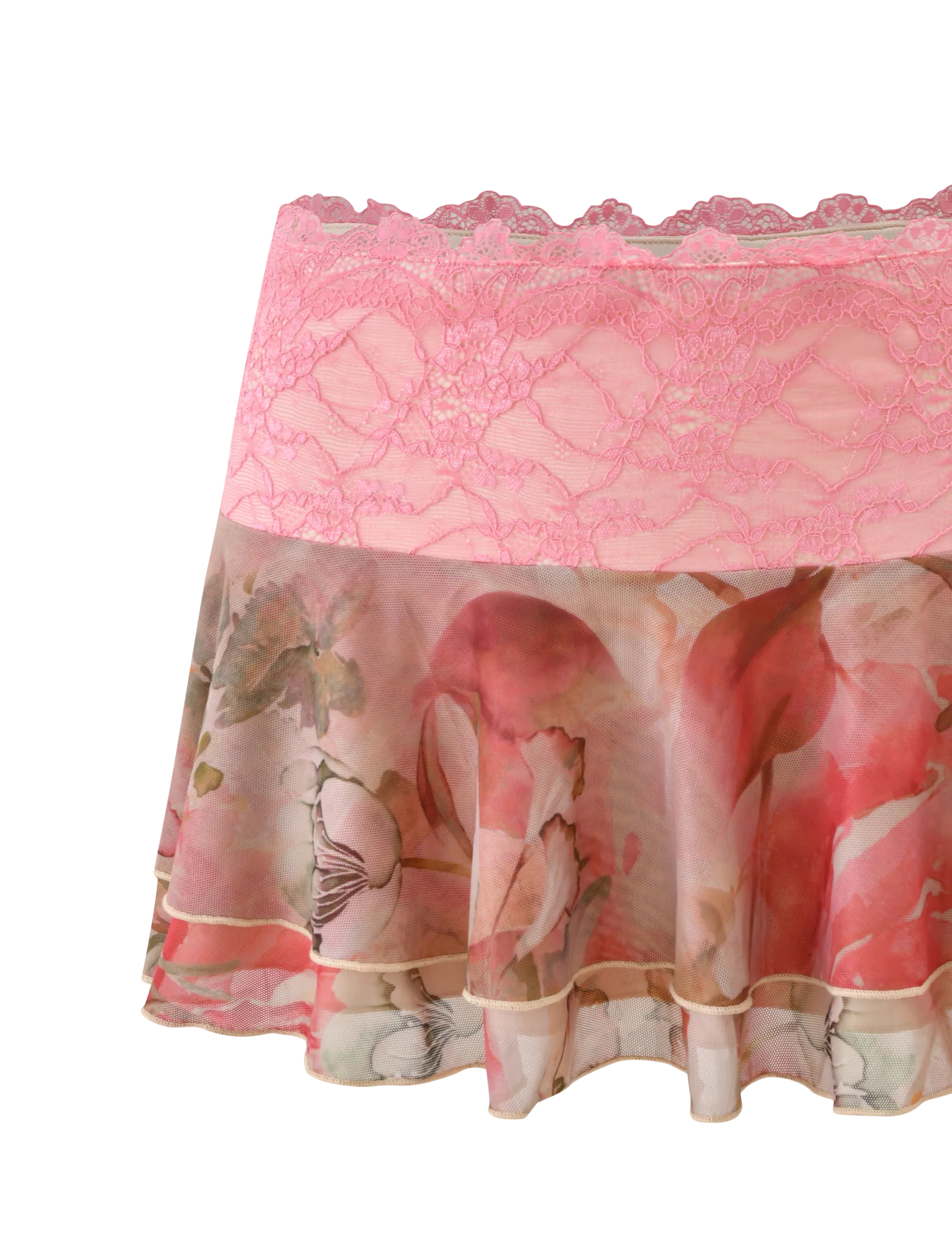 DUNE MESH MINI SKIRT - WATERCOLOUR FLORAL - Image 8