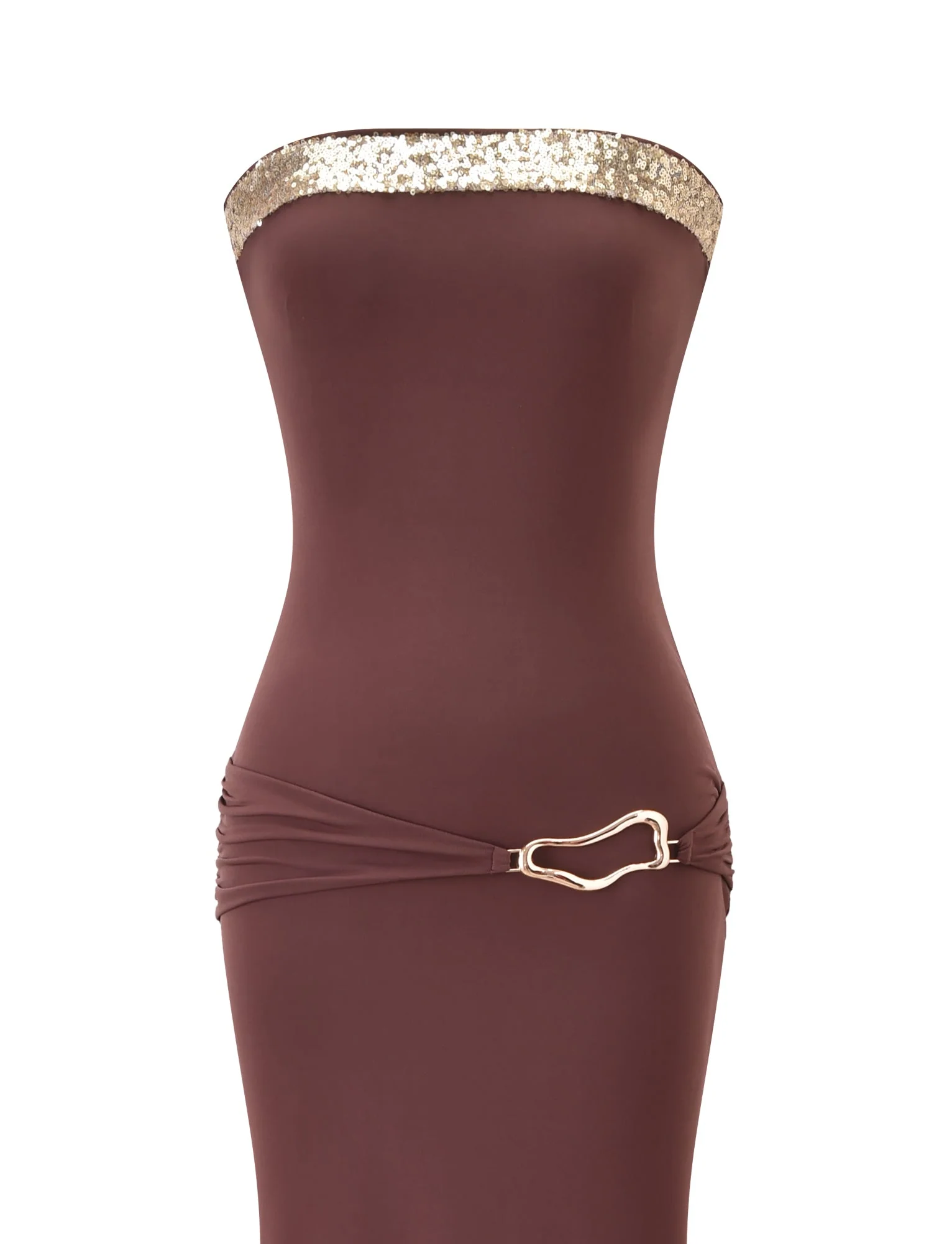 EOS SEQUIN TUBE MAXI DRESS - CINNAMON CHOCOLATE - Image 10