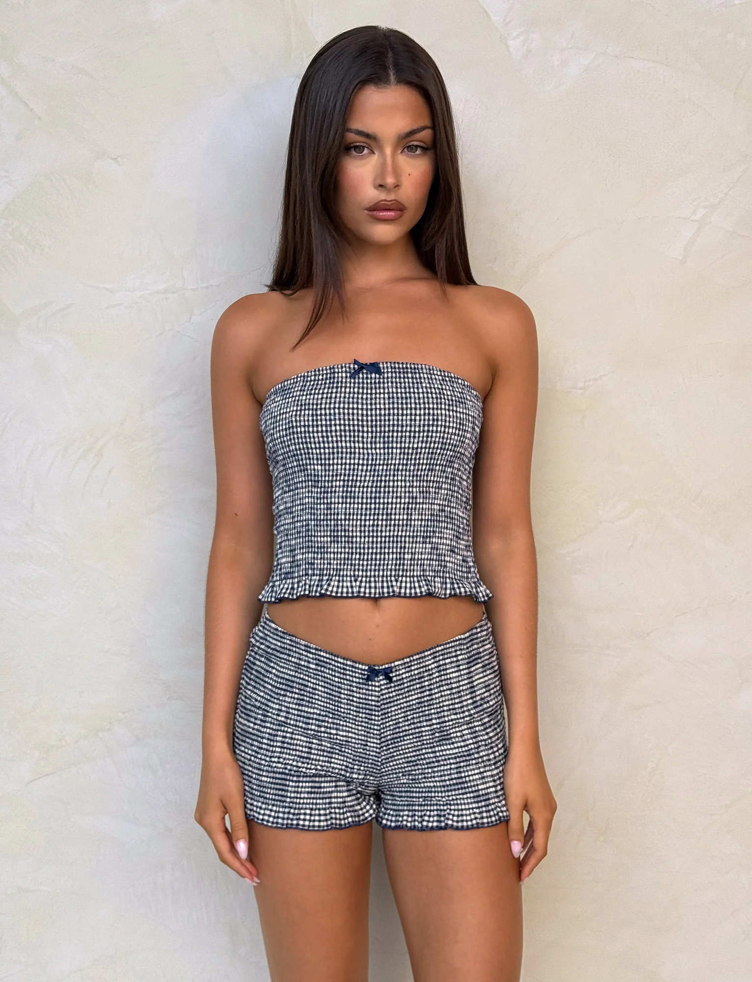 ERYNN TOP - NAVY GINGHAM