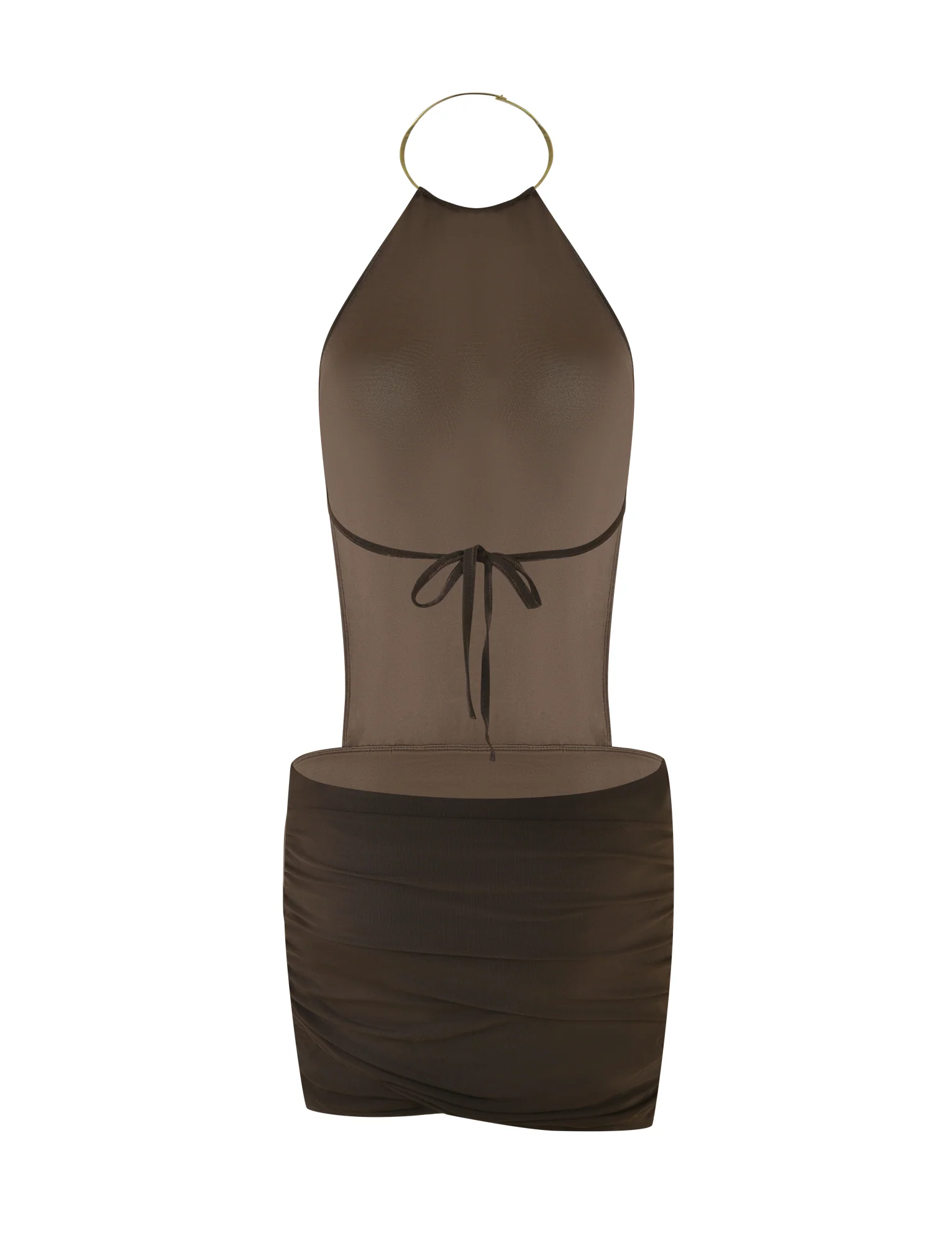 EVANNA MINI DRESS - BROWN : CHOCOLATE - Image 8