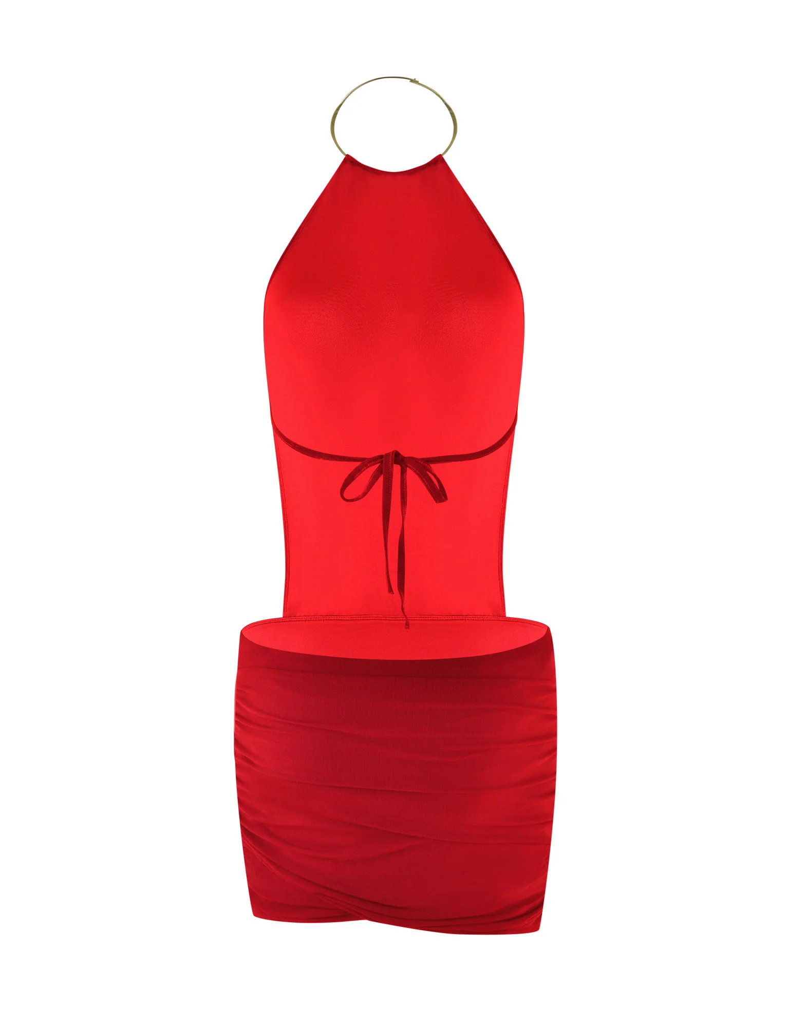 EVANNA MINI DRESS - DEEP RED - Image 11