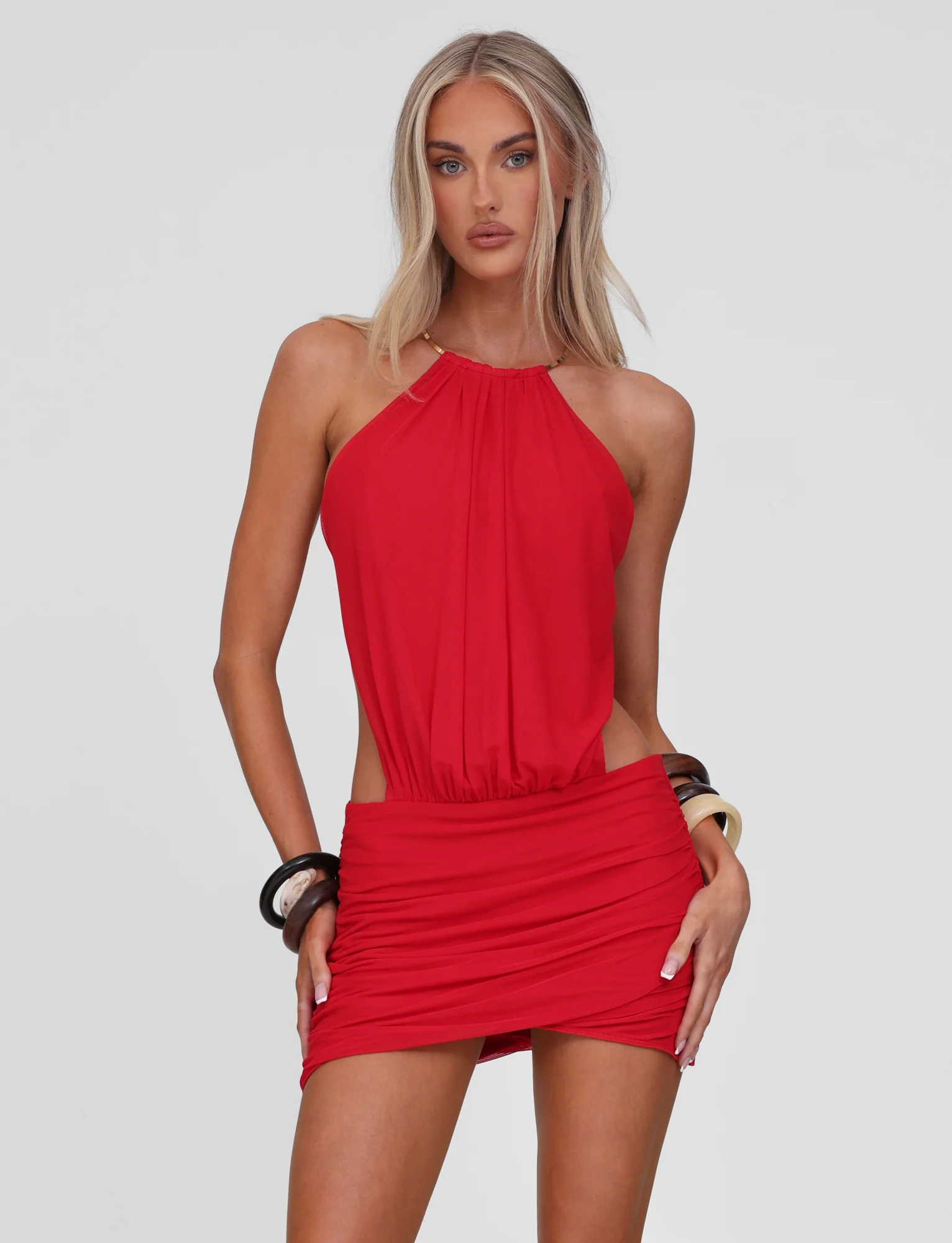 EVANNA MINI DRESS - DEEP RED - Image 7