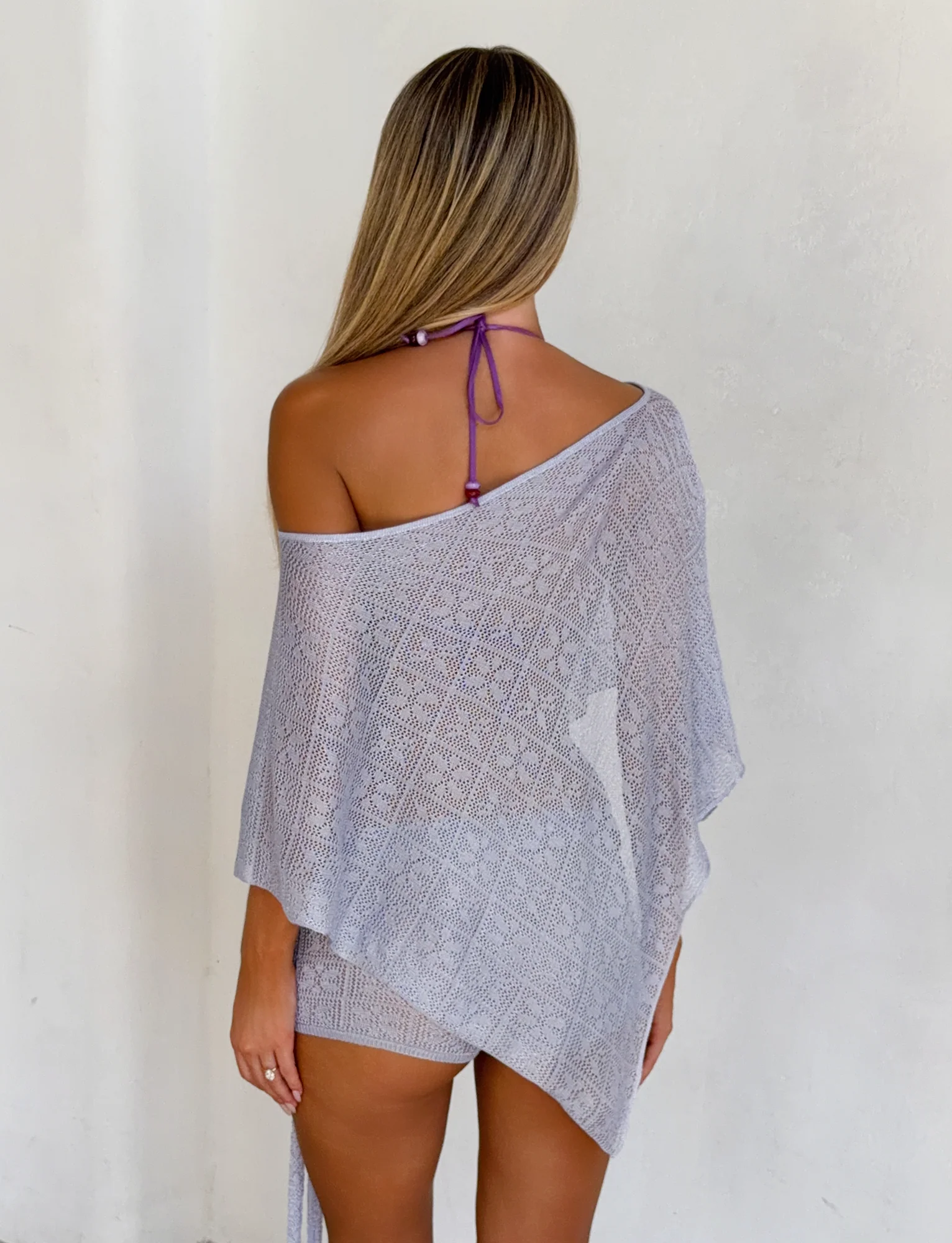 FERN CROCHET PONCHO - SILVER - Image 6