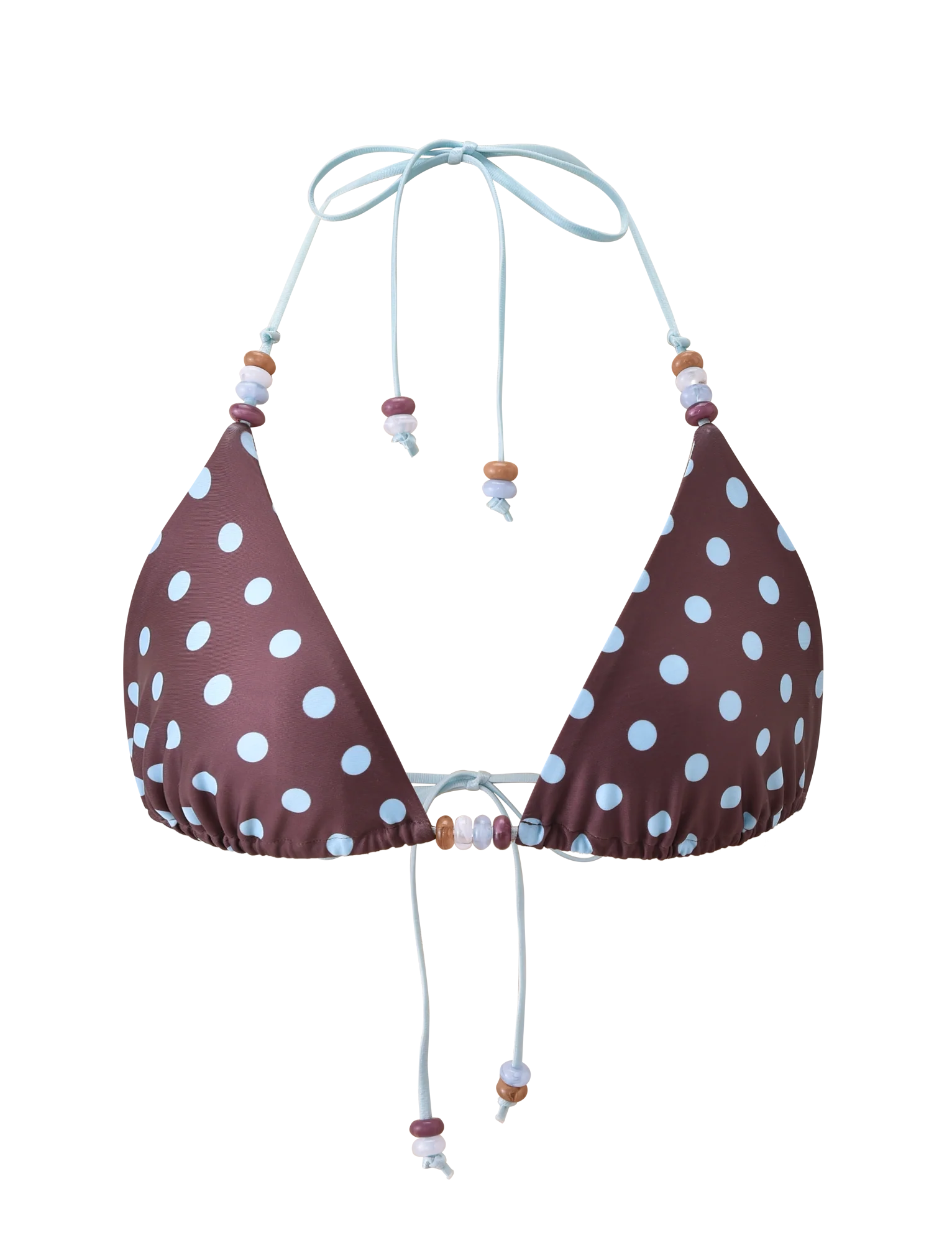 FINLEA BIKINI TOP - BROWN AND BLUE POLKA DOT - Image 8