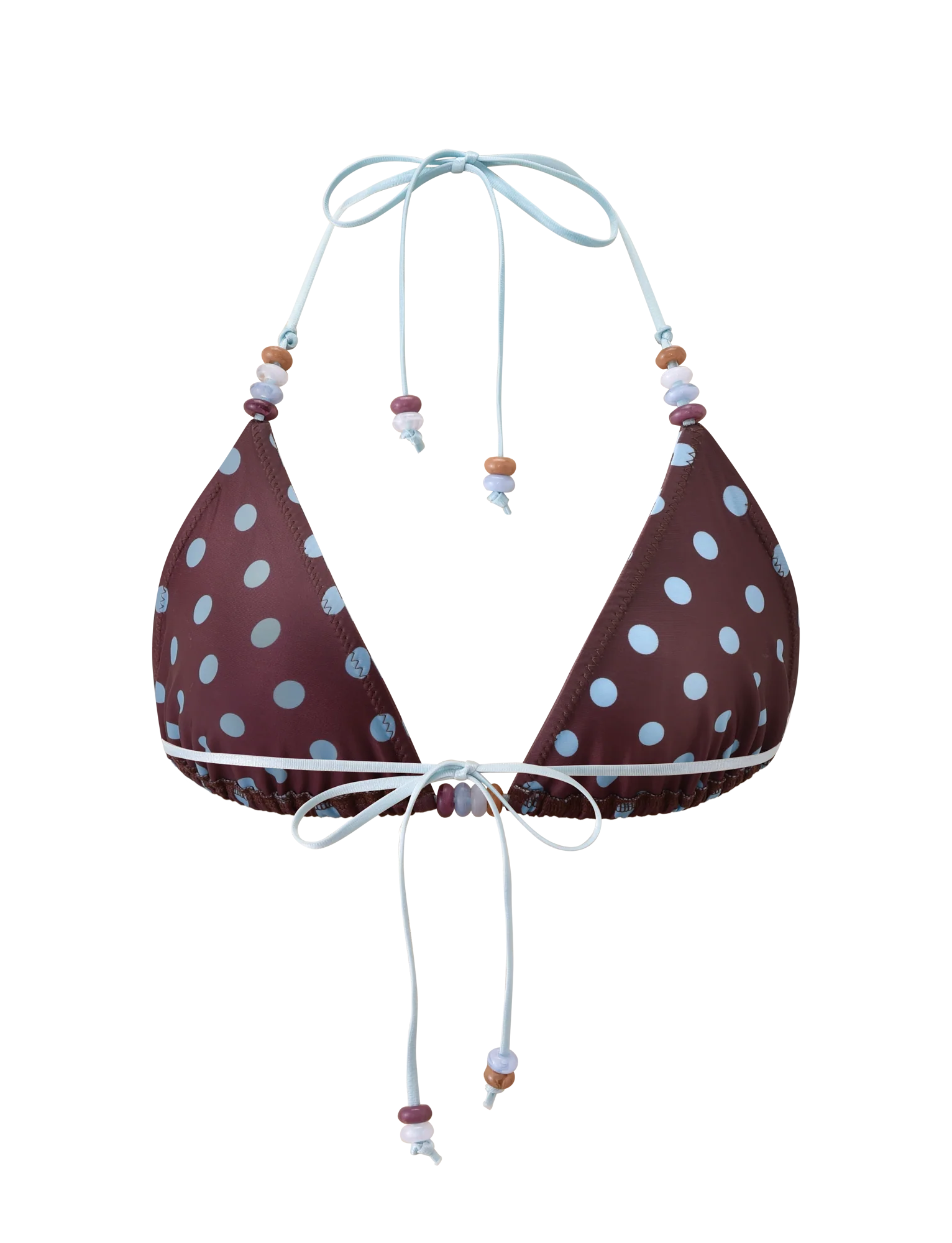FINLEA BIKINI TOP - BROWN AND BLUE POLKA DOT - Image 9