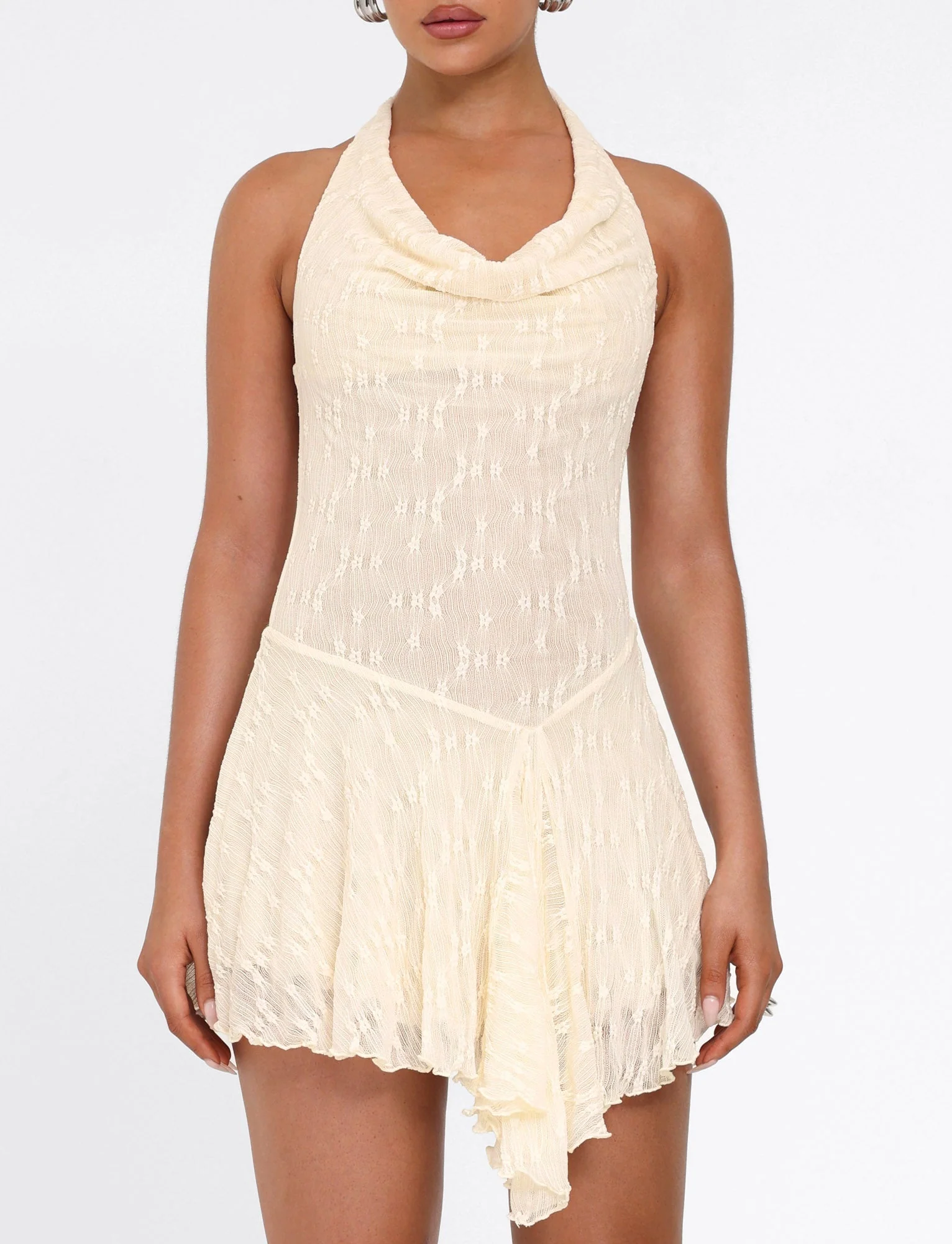 FIORELLA MINI DRESS - WHITE : LACE : CREAM - Image 4