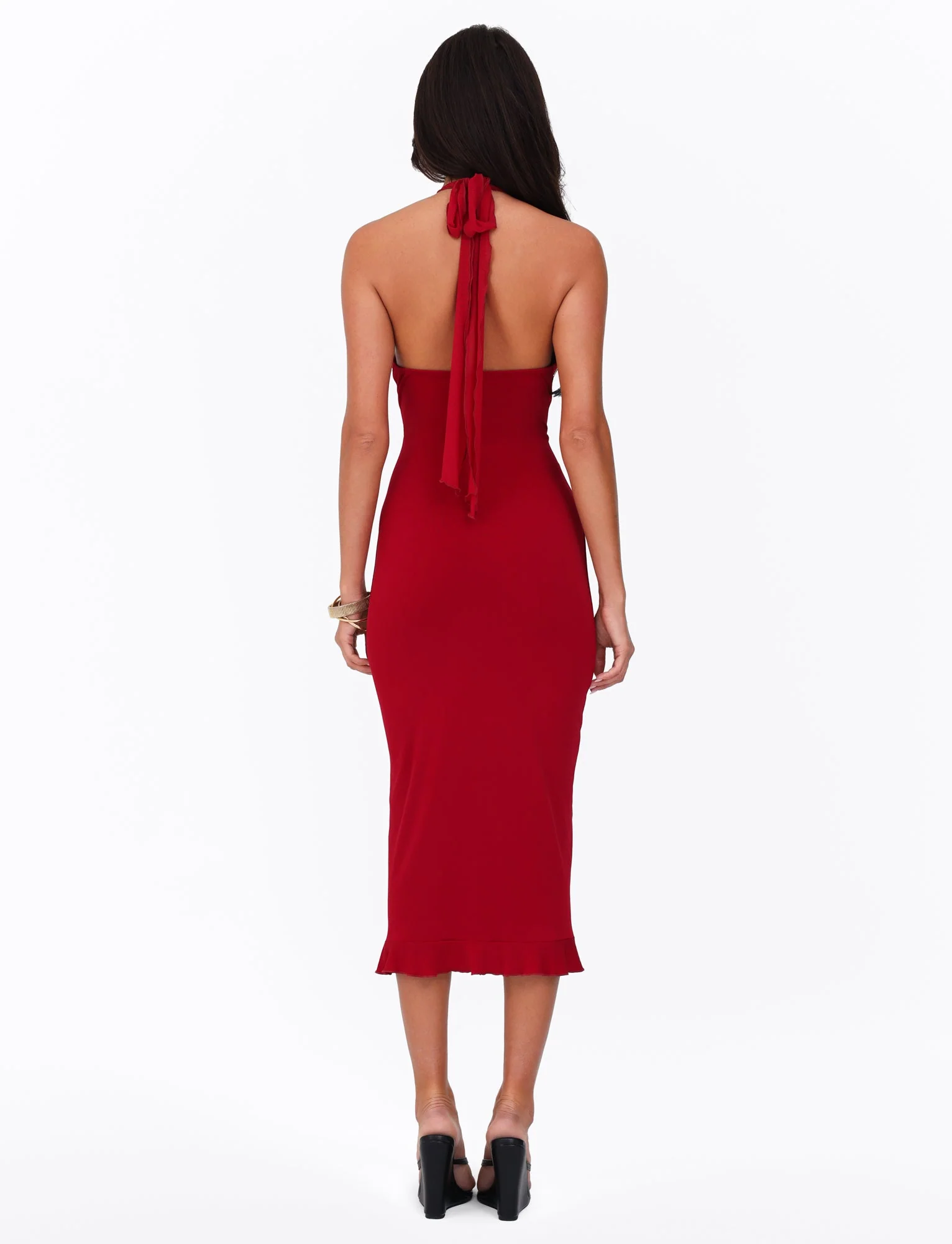 GRANGER MIDI DRESS - RED : CHERRY RED - Image 3