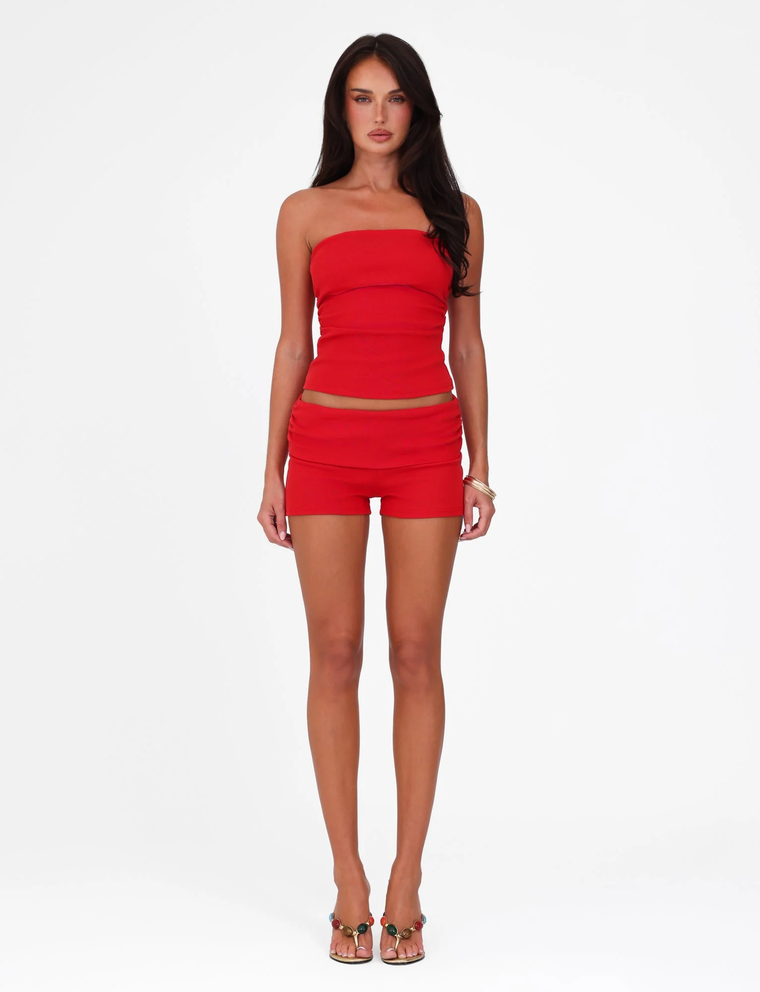 HARRIETT RIB TUBE TOP - RED - Image 5