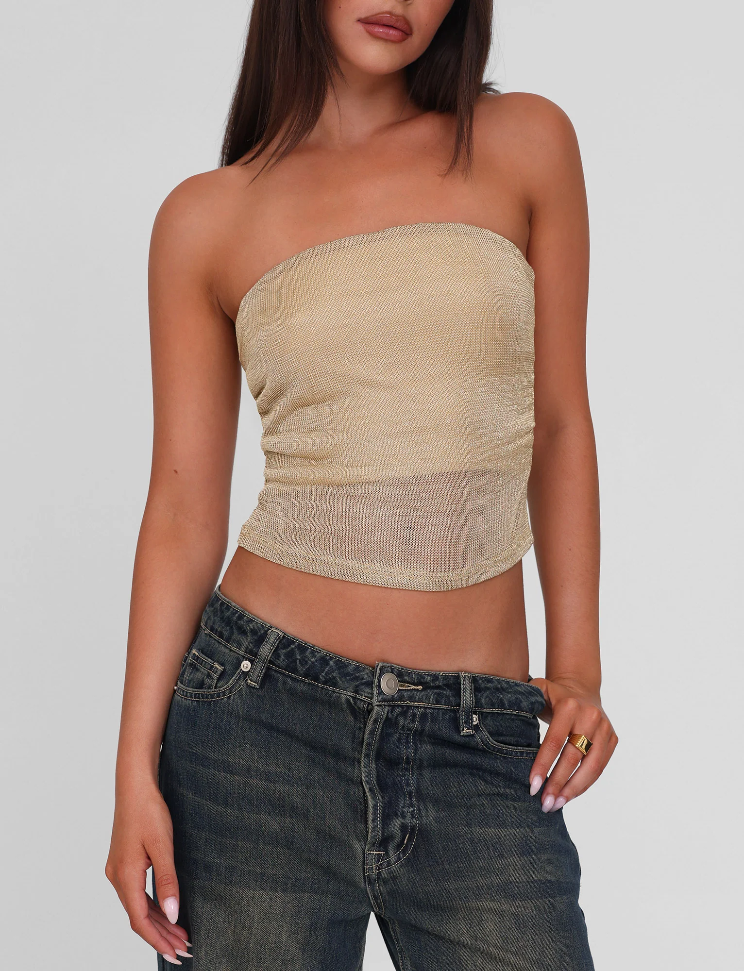 HARRIETT TUBE TOP - GOLD - Image 4