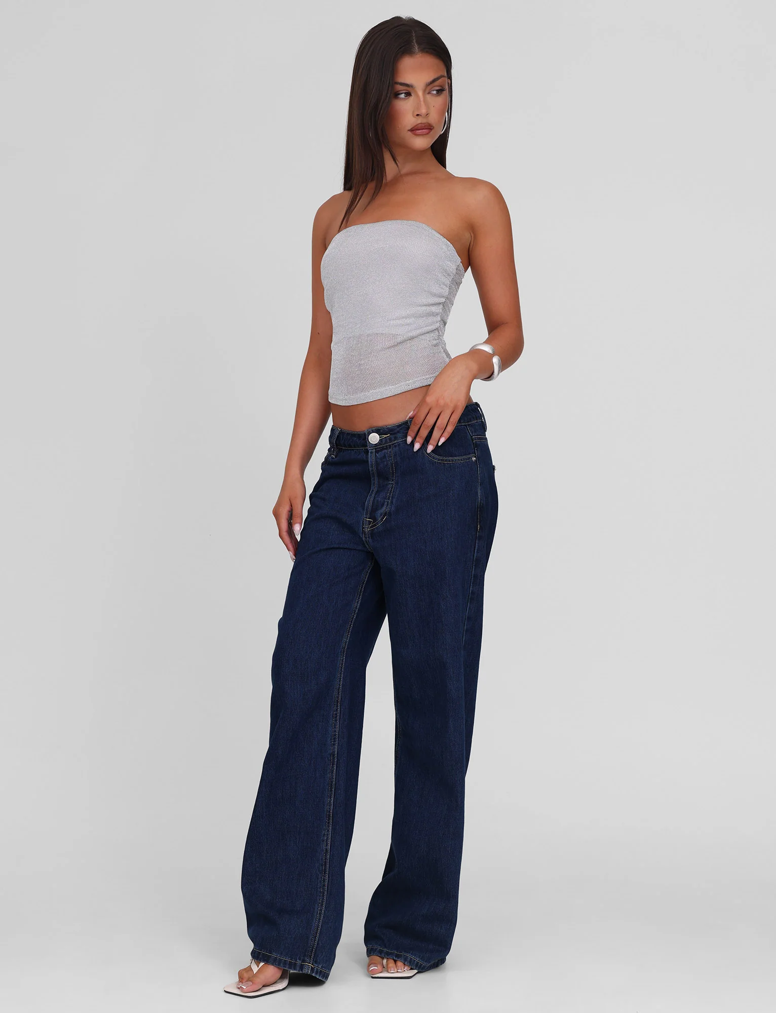 HARRIETT TUBE TOP - SILVER - Image 3
