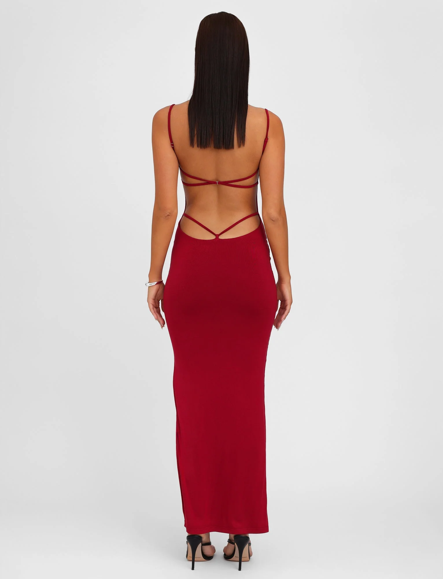 MINERVA MAXI DRESS - RED : BERRY RED - Image 6