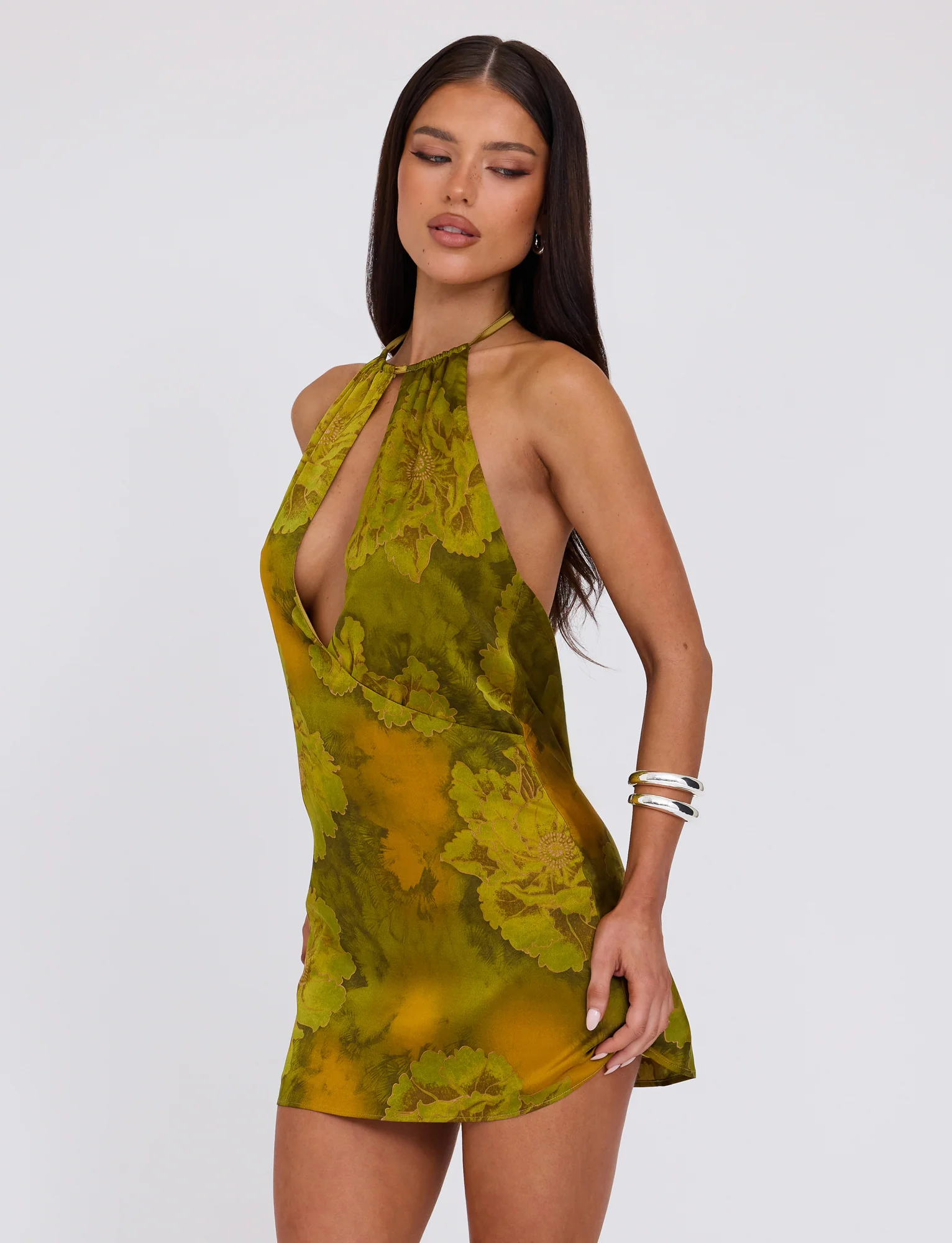MONROE DRESS - GREEN : WATER COLOUR FLORAL - Image 5