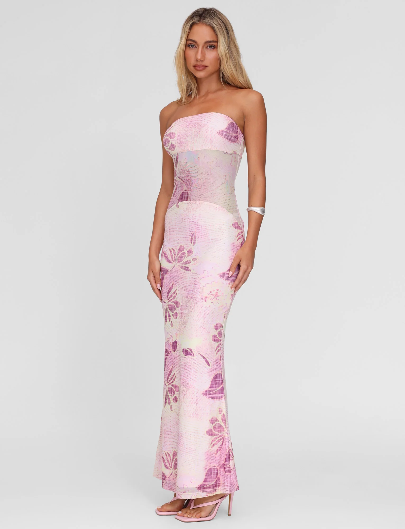 MORGAN MESH DRESS - GRUNGE FLORAL MAGENTA - Image 6