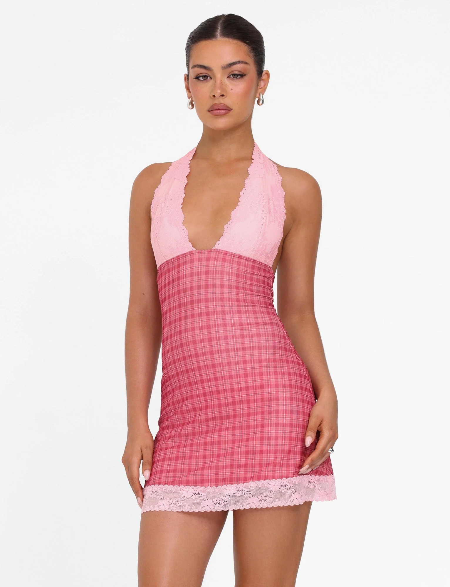 NAVIA DRESS - RED : RED CHECK - Image 3