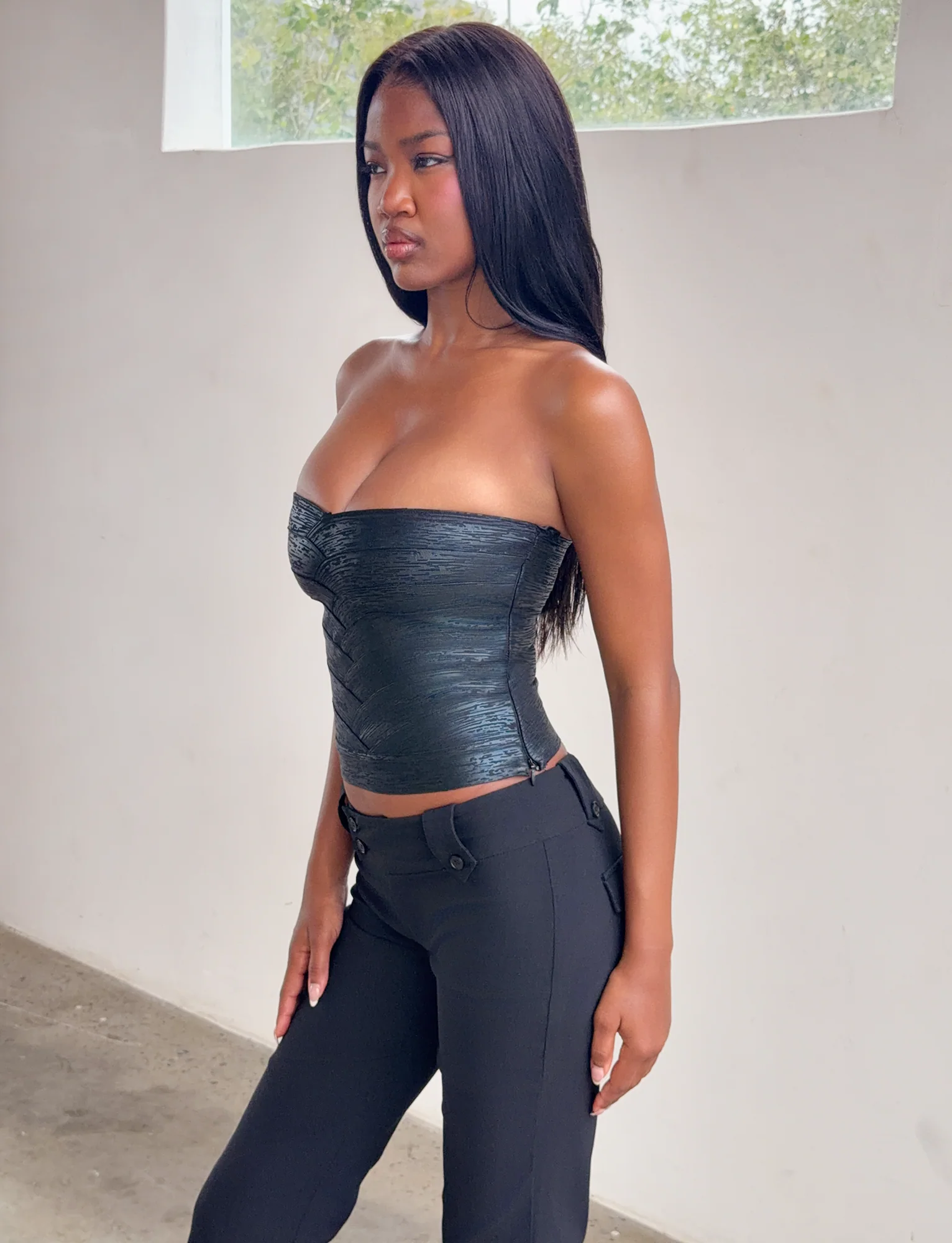 NIYA METALLIC BANDAGE TOP - BLACK - Image 3