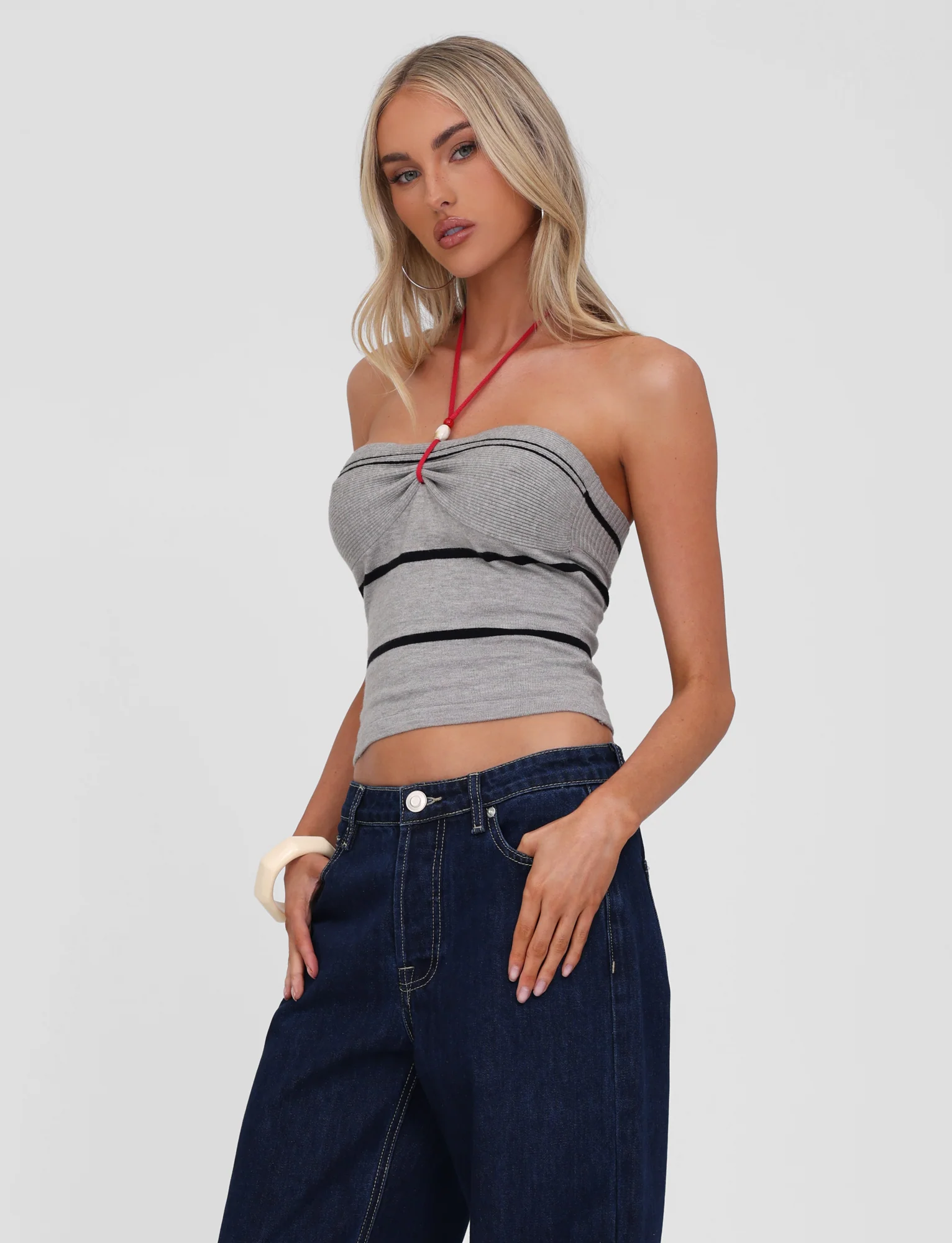 NOUR TOP - GREY STRIPE - Image 3