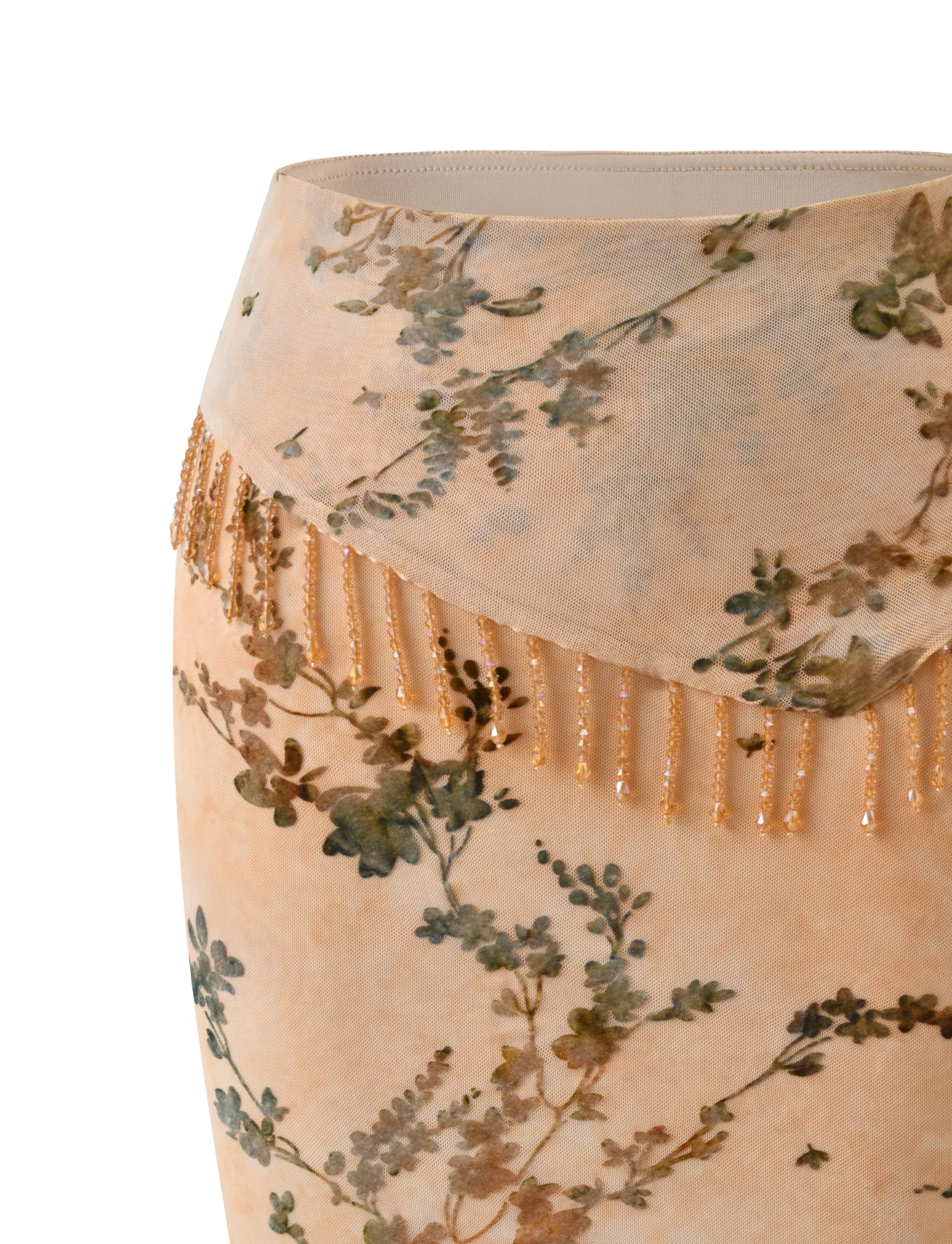 OONA BURN OUT FRINGE SKIRT - TAN - Image 8