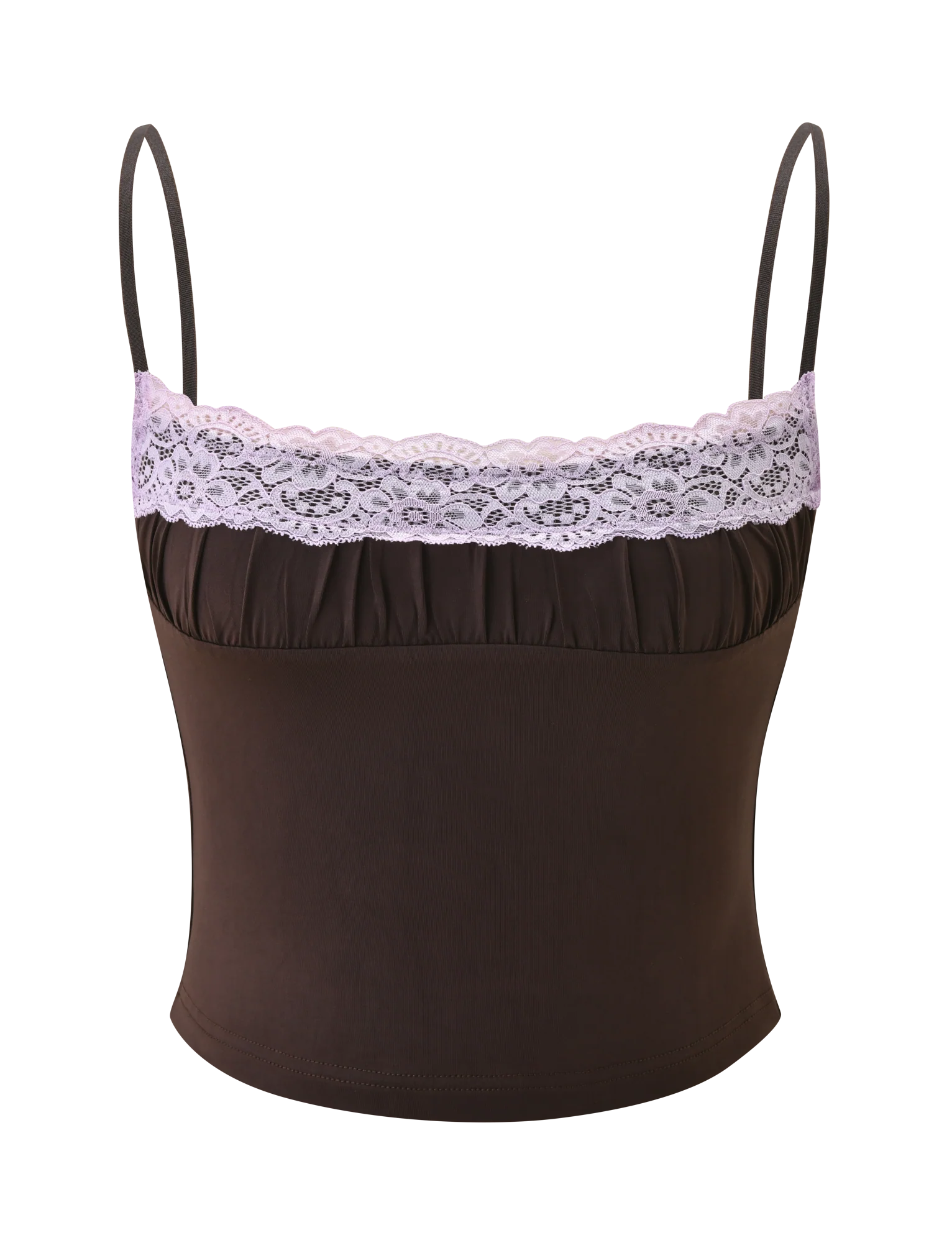 PARISA LACE RUCHED CAMI - BROWN AND LILAC - Image 6