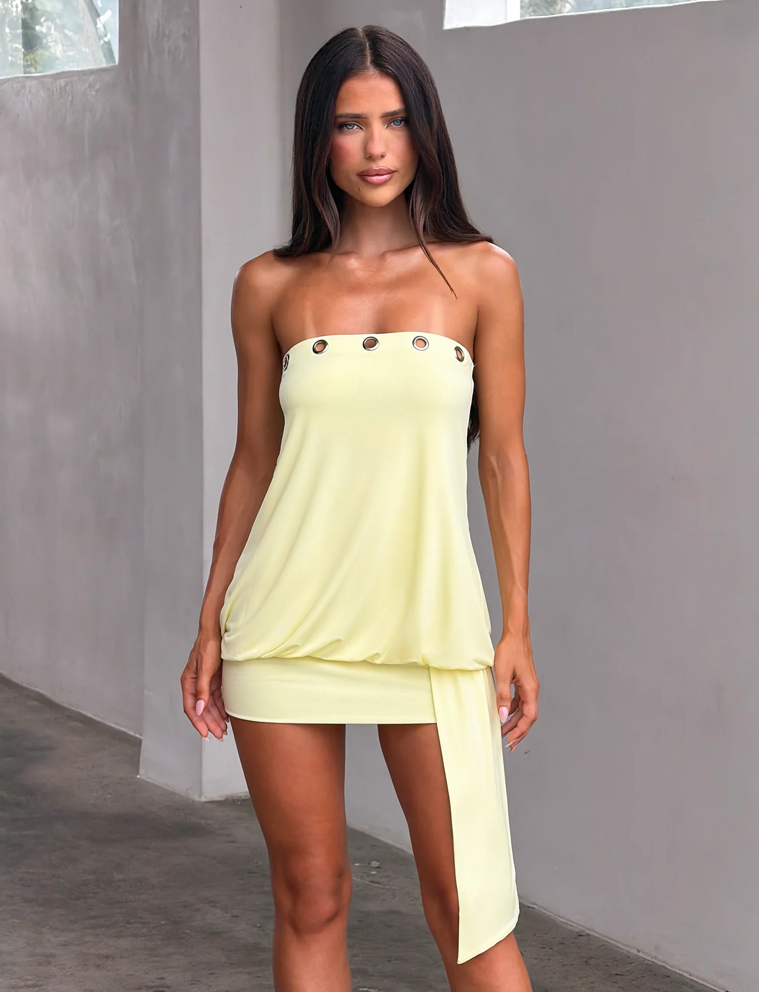 RAVENNA MINI DRESS - BUTTER YELLOW - Image 3