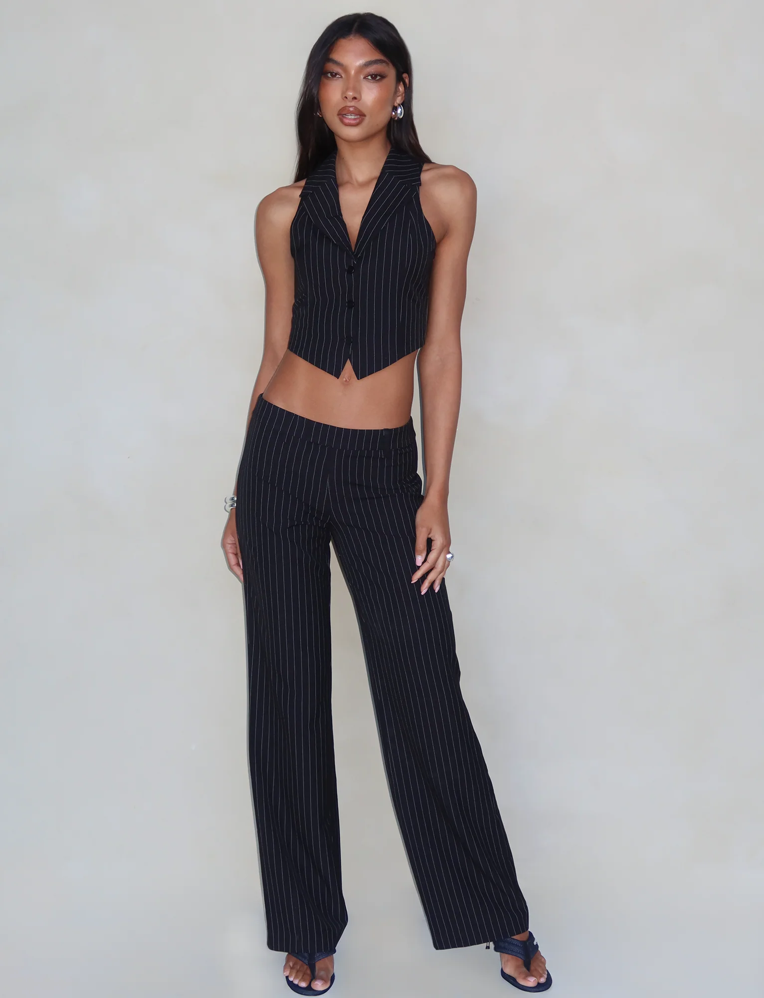 TAMARA PANT - BLACK : PINSTRIPE - Image 2
