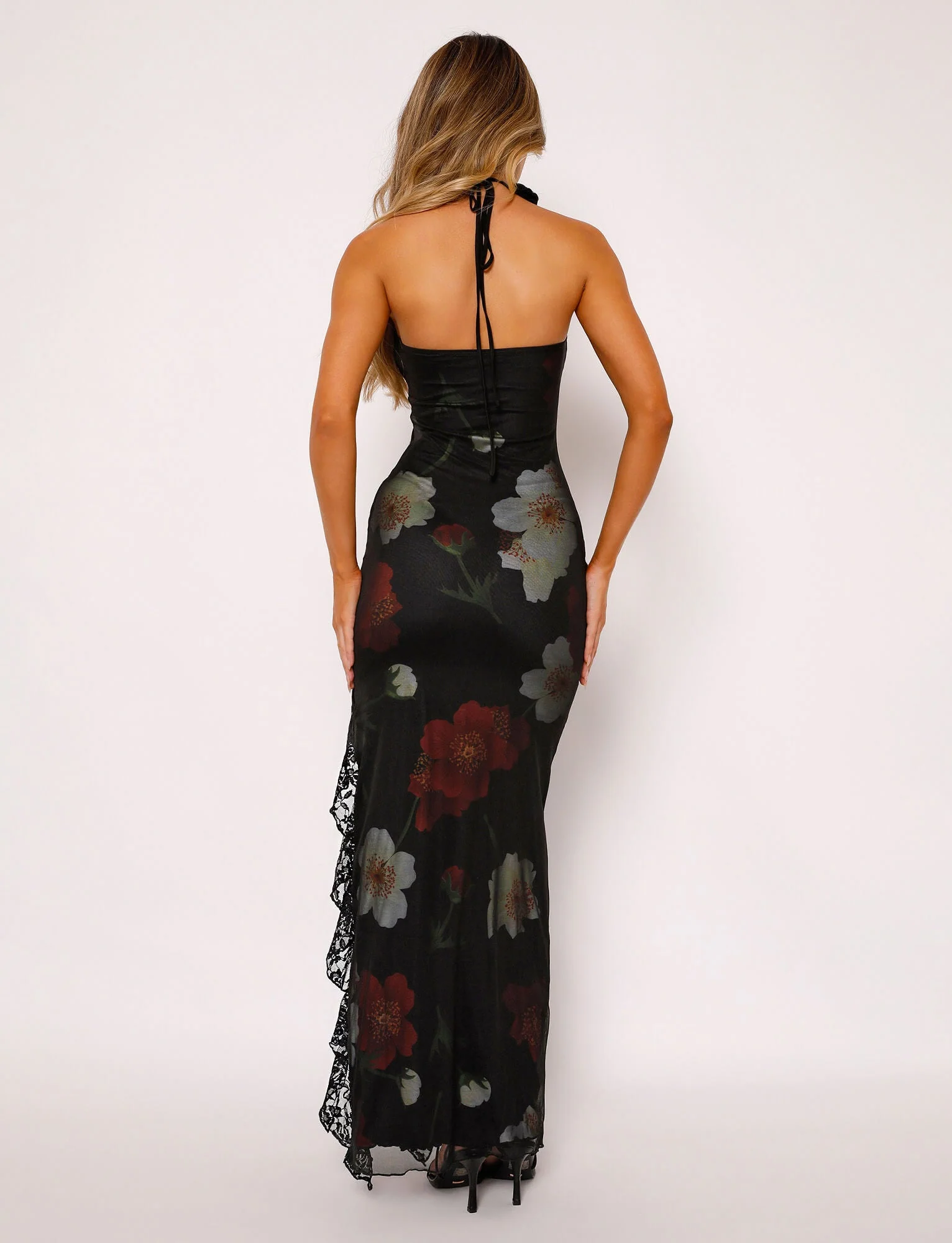 THEO MAXI DRESS - RED : MACRO FLORAL - Image 5