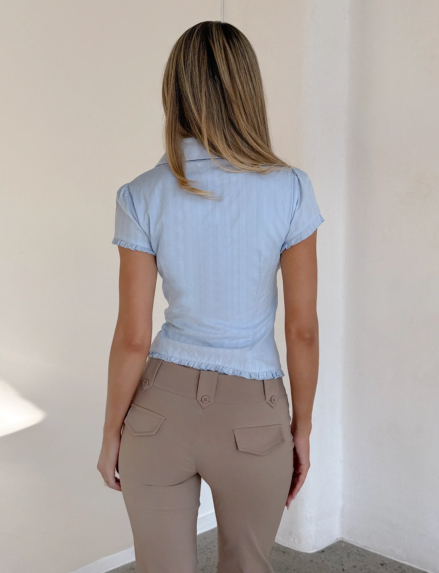 VALERIE SHORT SLEEVE SHIRT - BABY BLUE - Image 5