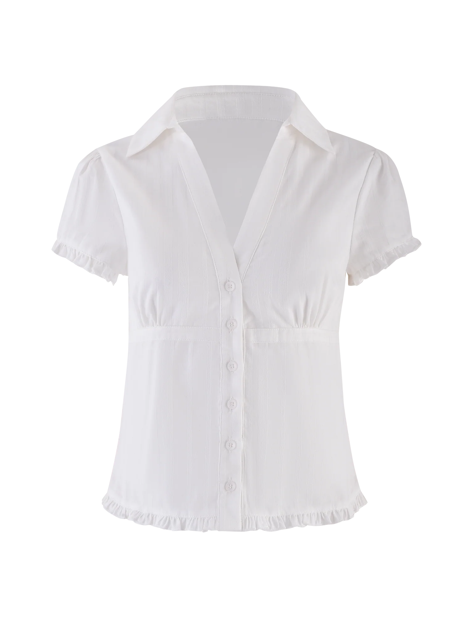 VALERIE SHORT SLEEVE SHIRT - WHITE - Image 5